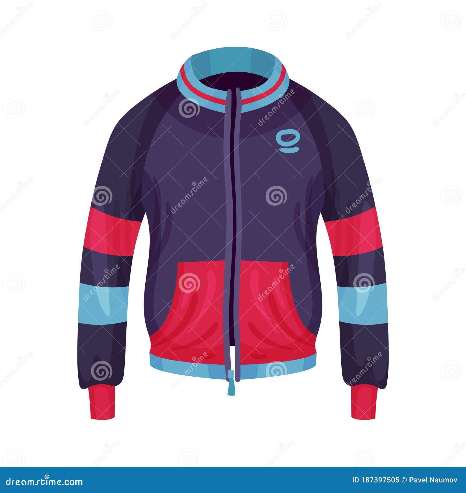 Sportive Zippered Track Jacket with Long Vector Illustration Stock Vector - Illustration of exercise, active: 187397505