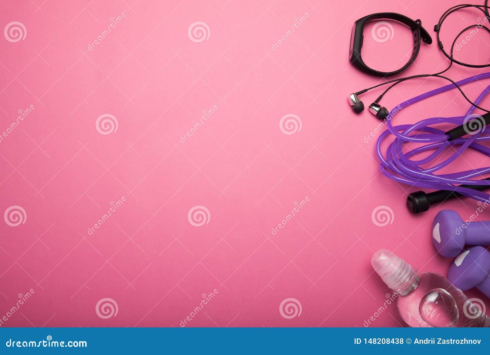 Sports Accessories on a Pink Background with Space for Text Stock Photo ...