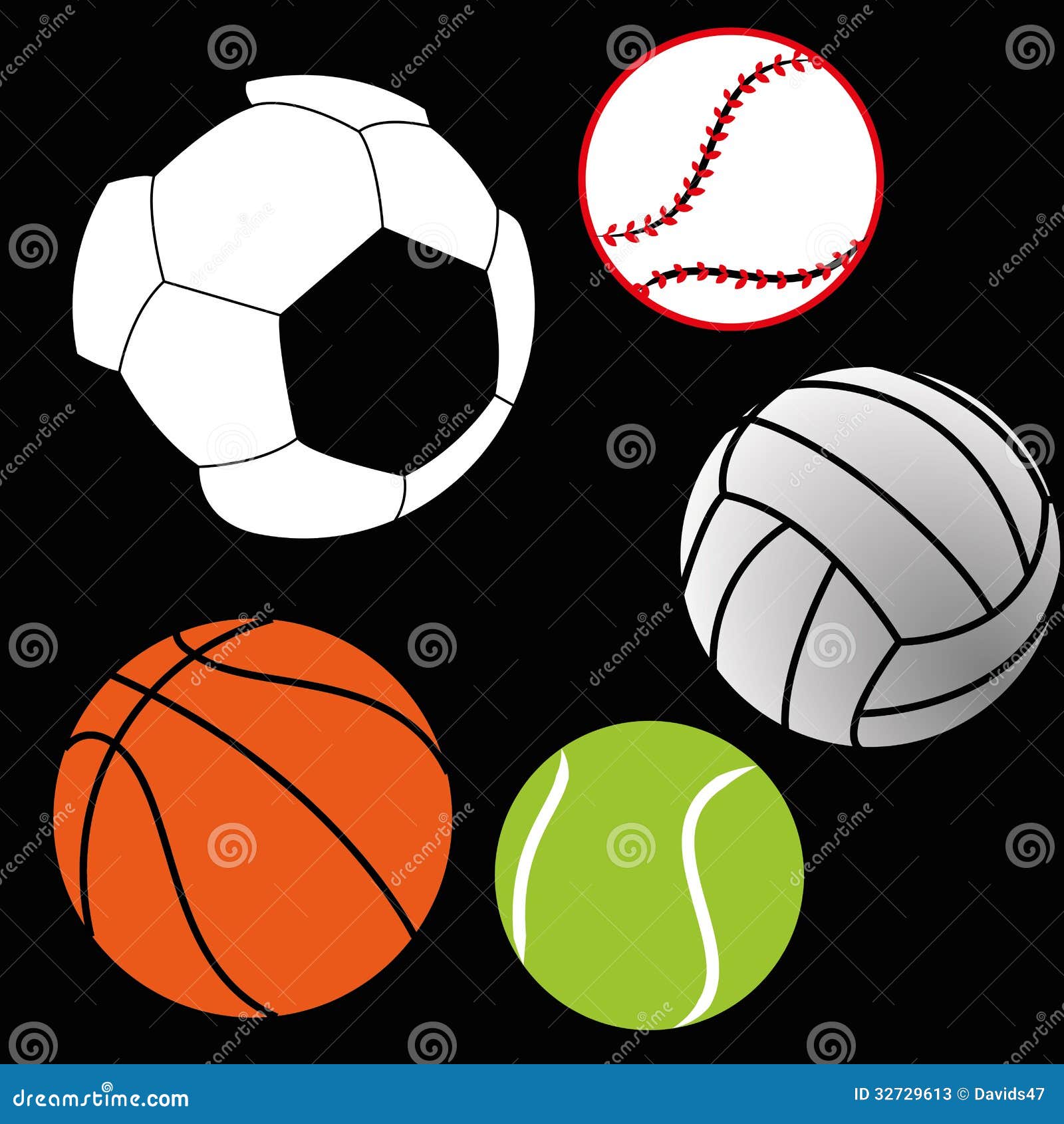 Sports balls stock vector. Illustration of tennis, slim 32729613