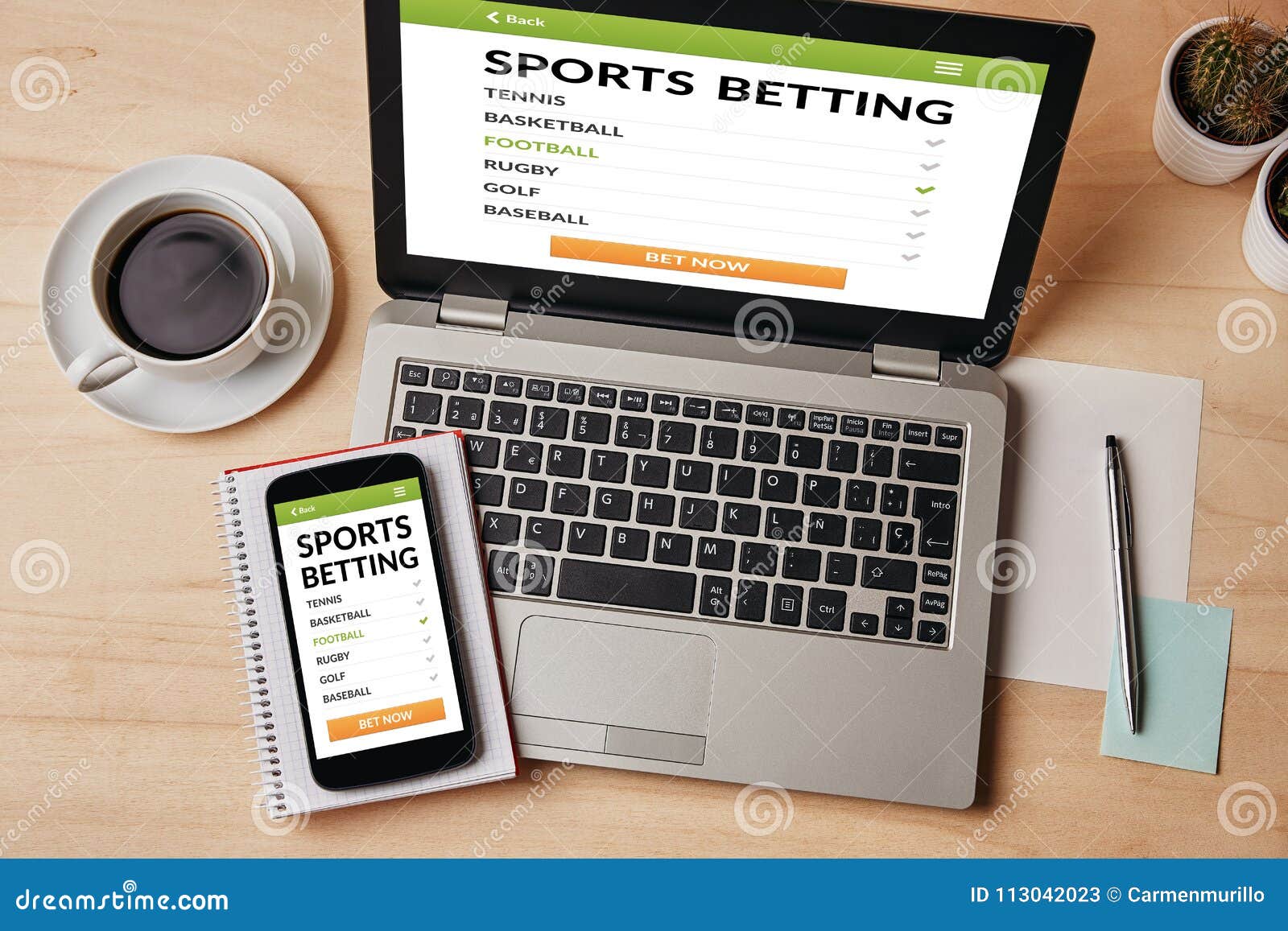 sports betting concept on laptop and smartphone screen