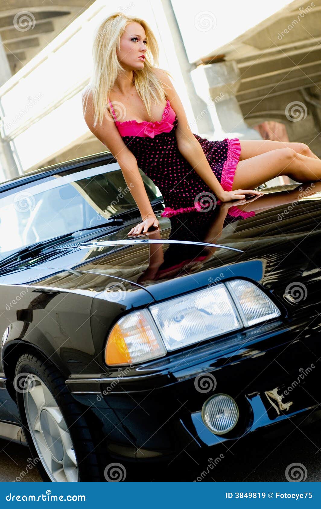 Sports Car Girl Blonde Stock Image Image Of Woman Clothes 3849819