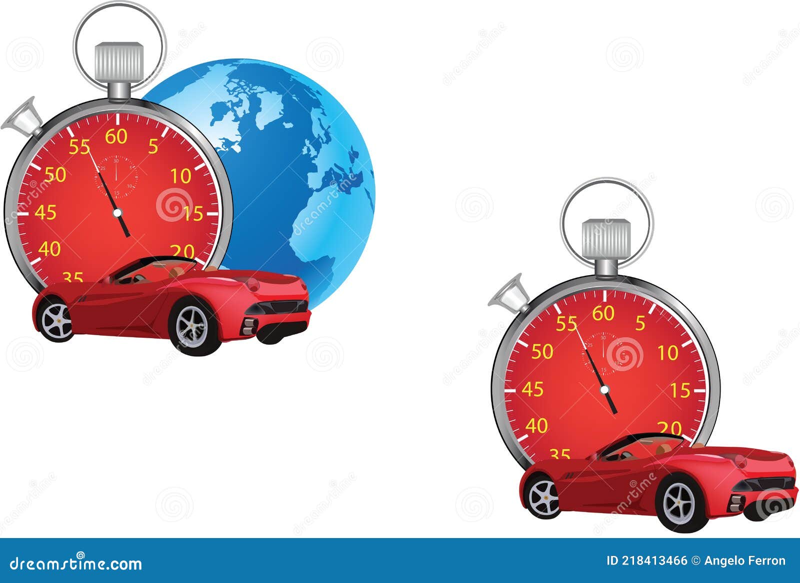 Sports Car Stopwatch Sports Stopwatch with Red Sports Car Stock Vector