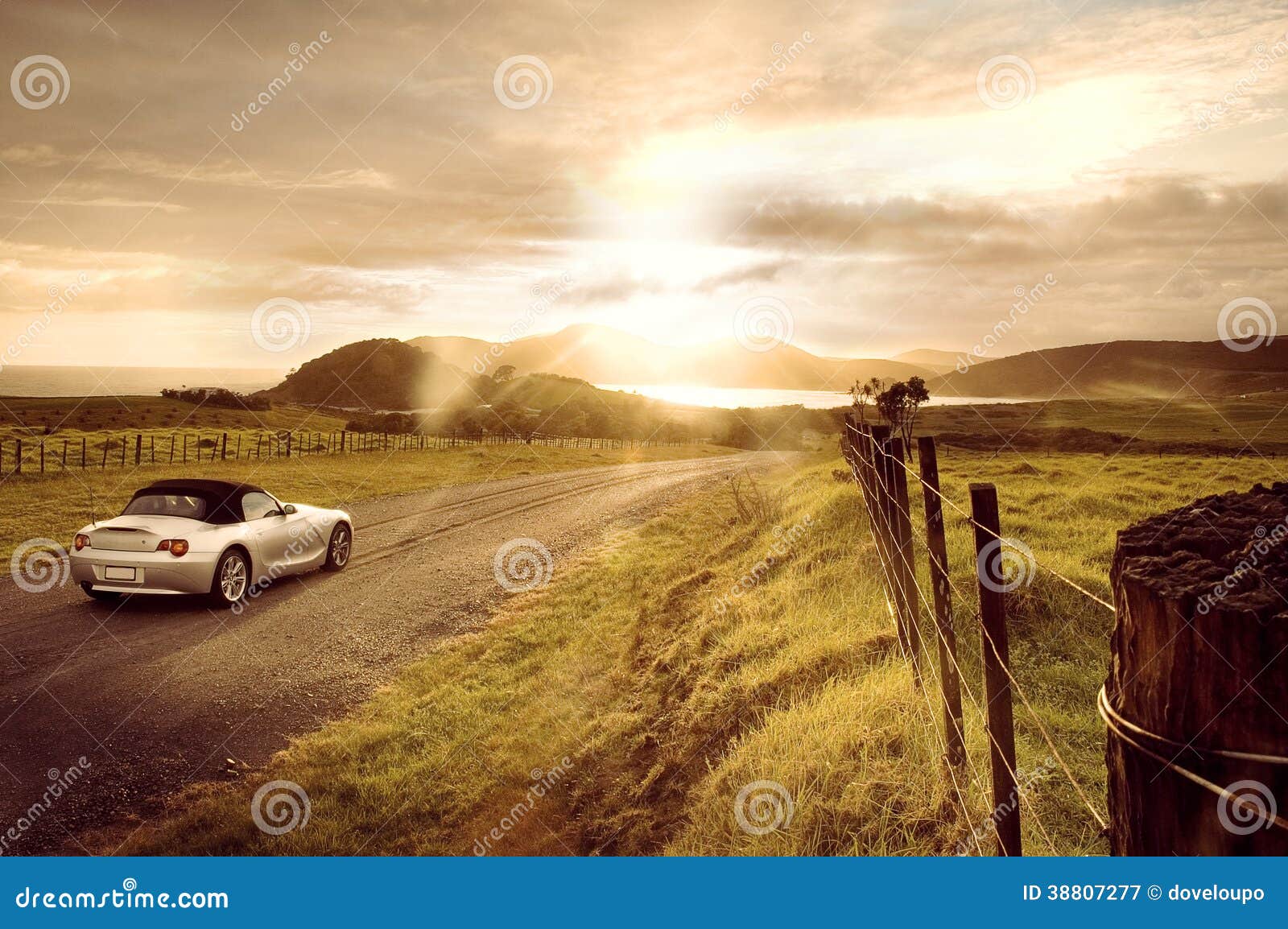 sports car sunrise