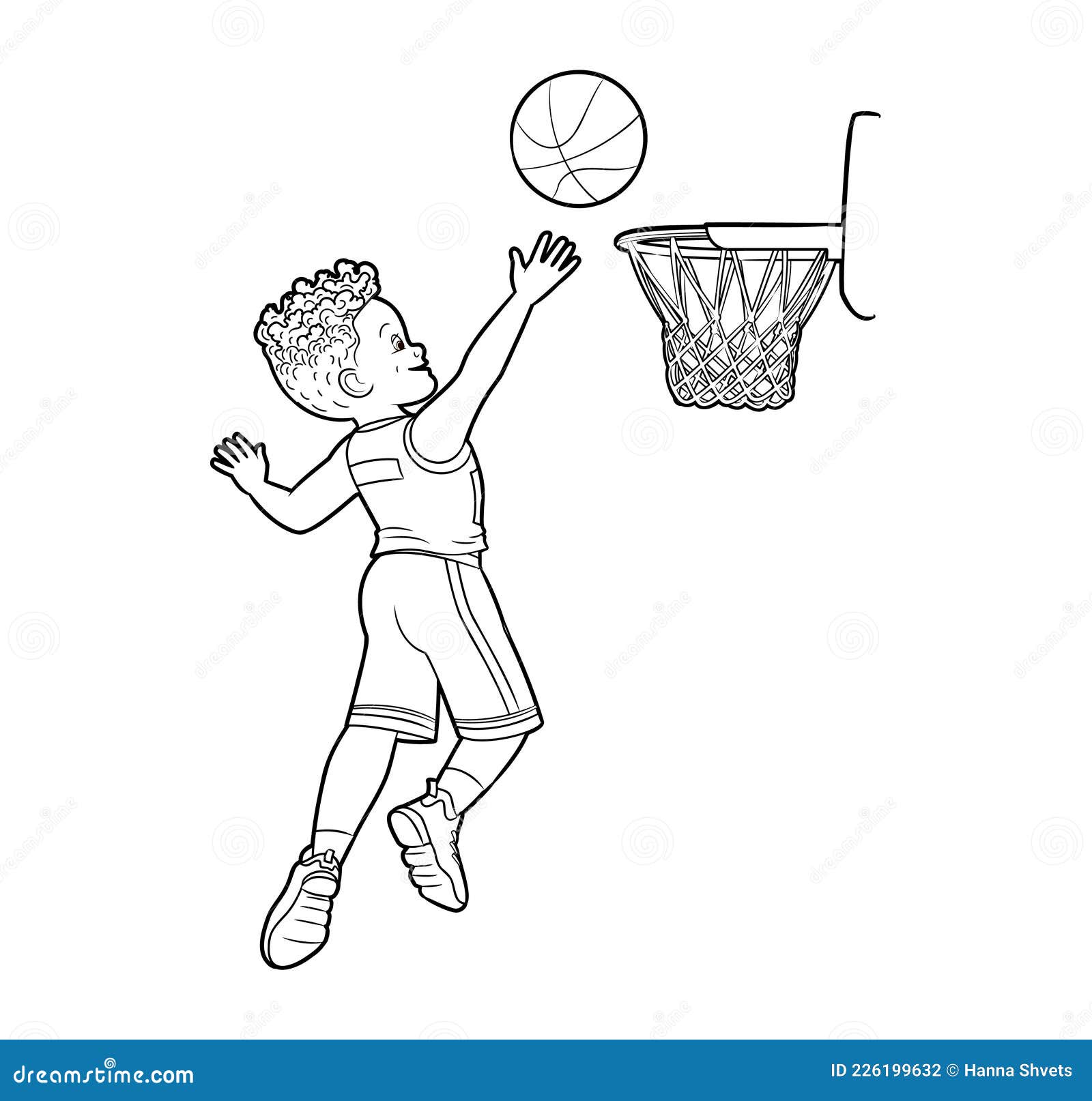 Sports Coloring Book: a Basketball Boy Throws a Ball into a Basketball  Basket. Vector in Cartoon Style, Black and White Stock Vector -  Illustration of basketball, coloring: 226199632