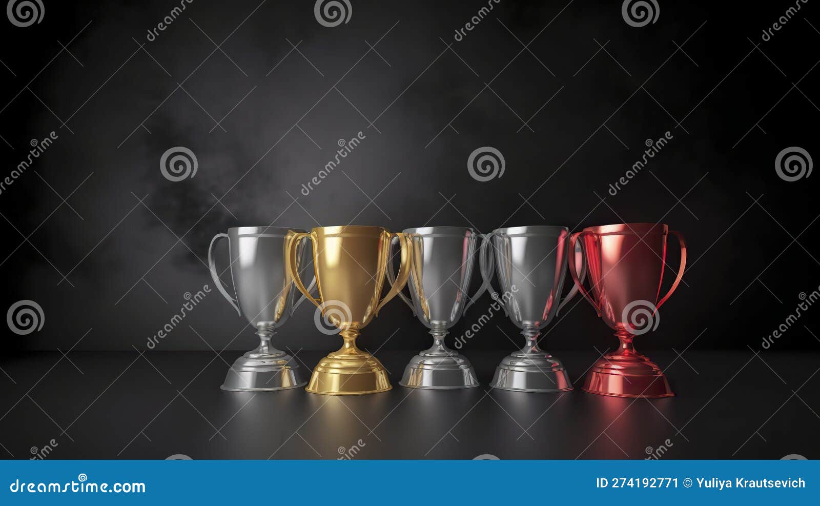 Sports cups. Generative AI stock illustration. Illustration of