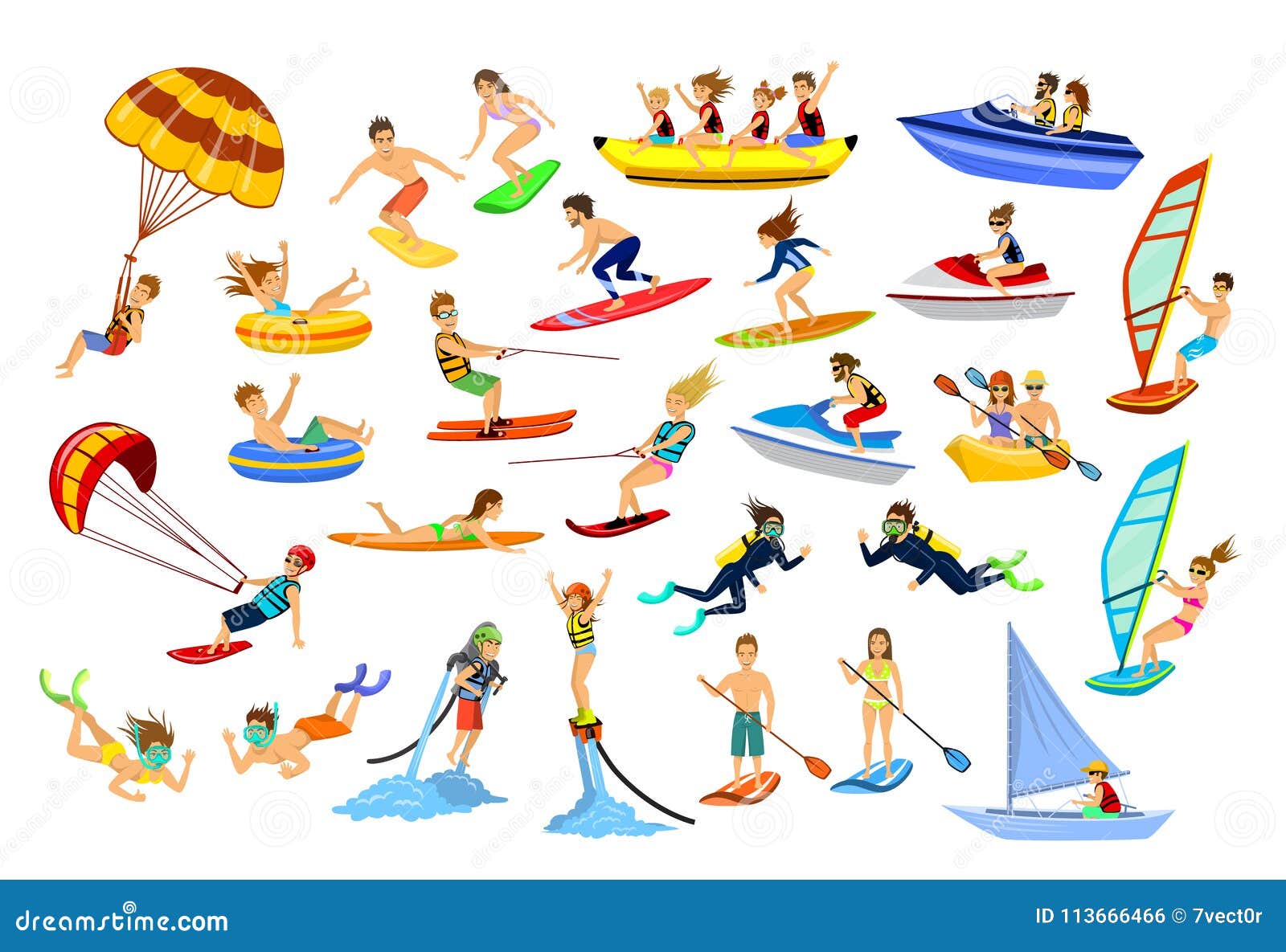 Sports De Plage De L'eau D'été, Activités Illustration de Vecteur -  Illustration du kayak, palette: 113666466