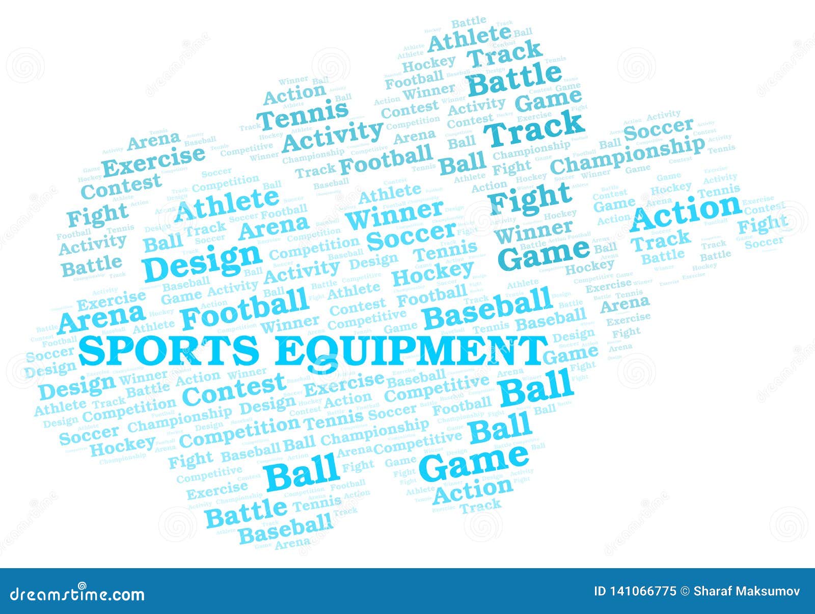 Sports Equipment Word Cloud Stock Illustration Illustration of