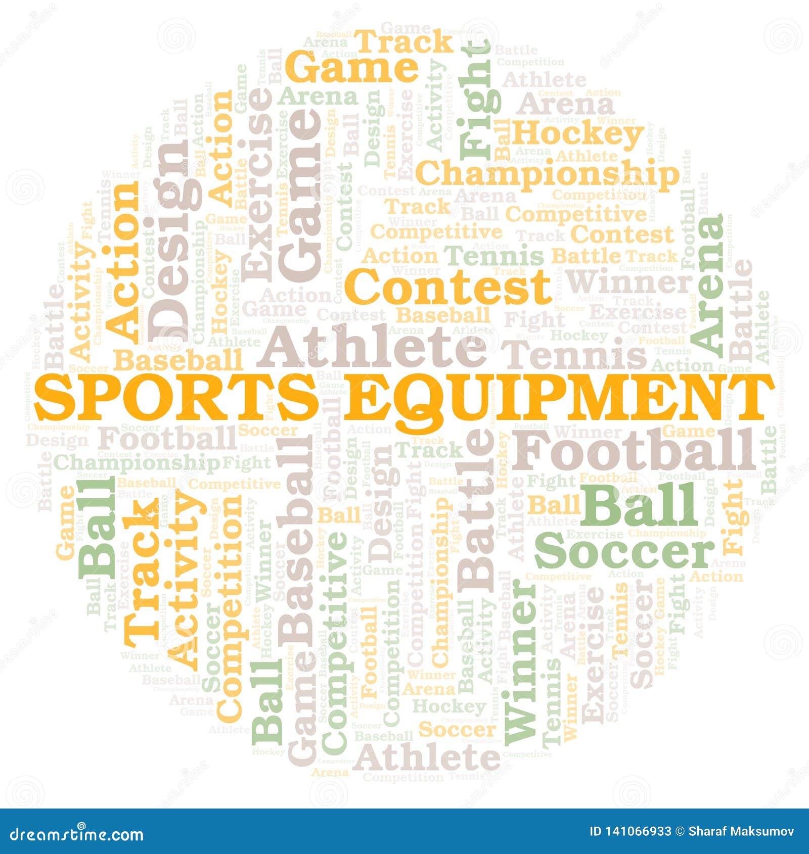 Sports Equipment Word Cloud Stock Illustration Illustration of