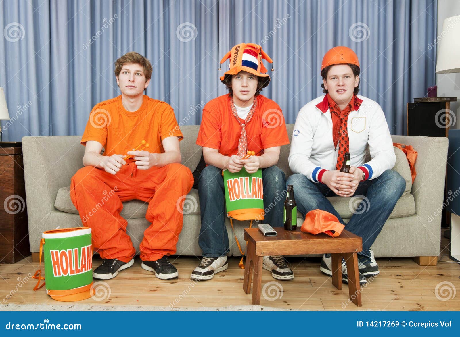 Sports fans at home stock image. Image of dutch, game 14217269