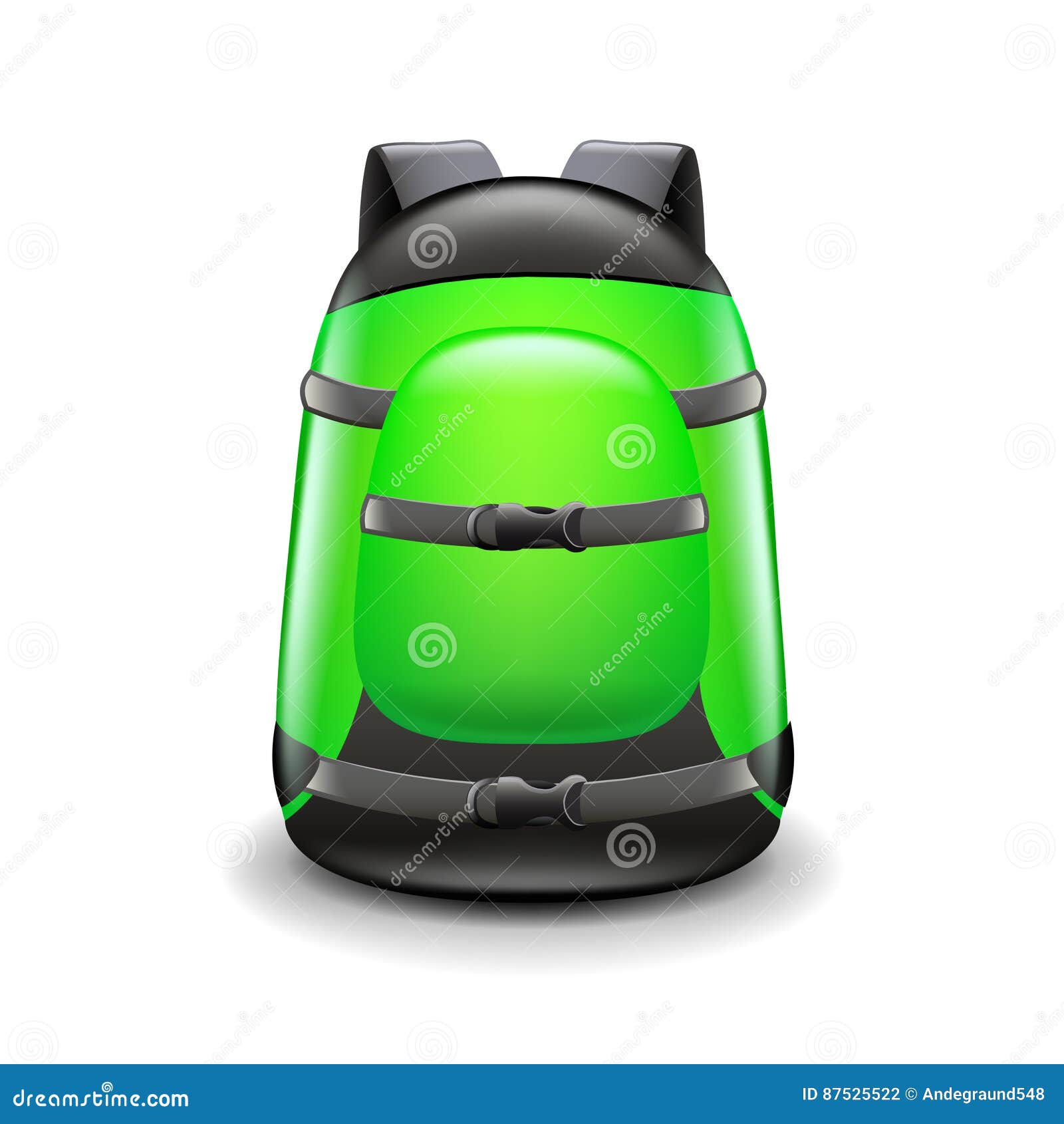 Sports Green Backpack Isolated on White Vector Stock Vector