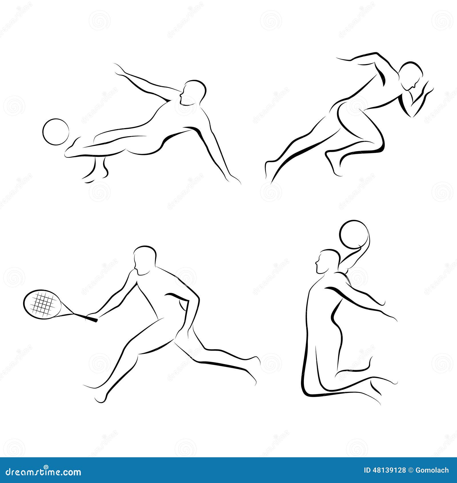 Sports men s outlines. stock vector. Illustration of game 48139128