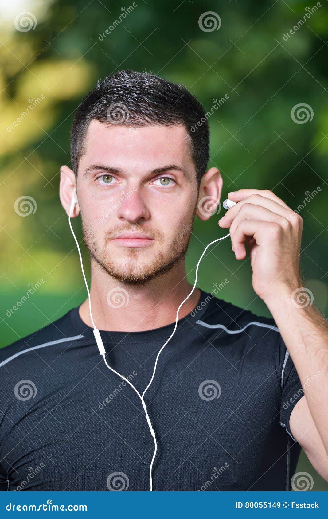 Sports and Music. Man Getting Ready for Jogging Stock Image Image of