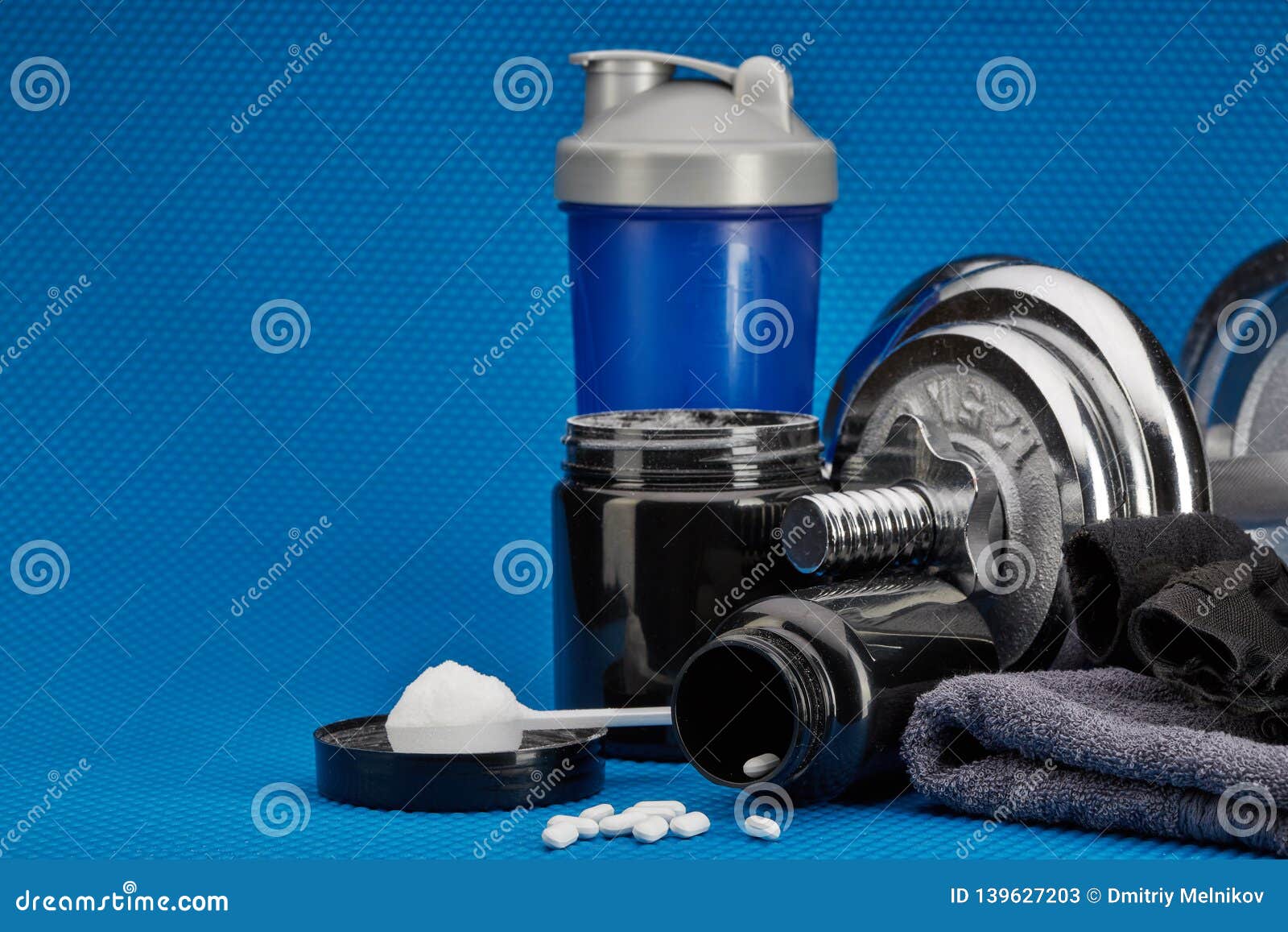 Sports Nutrition And Fitness Equipment Stock Image Image Of