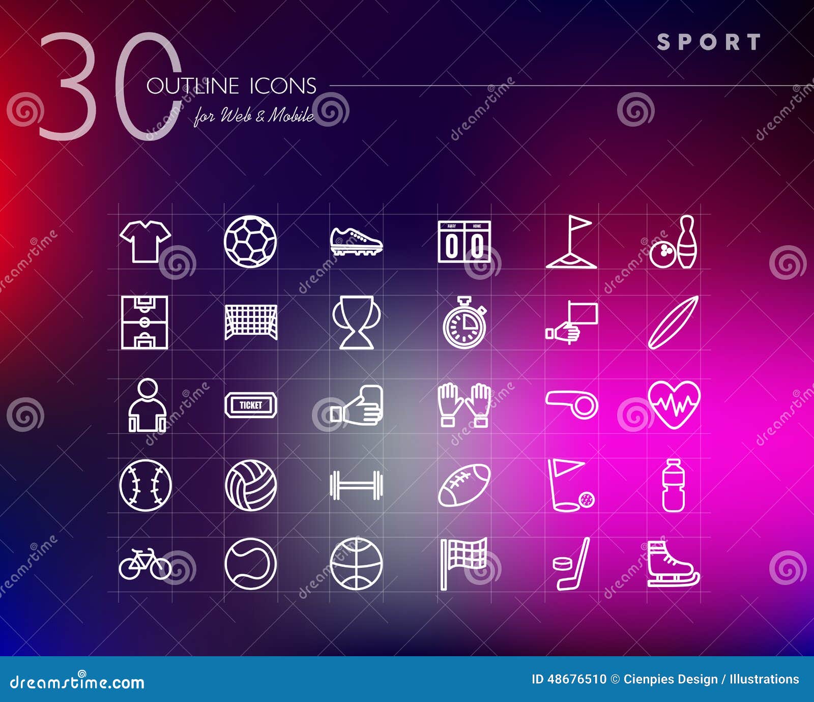 sports outline icons set