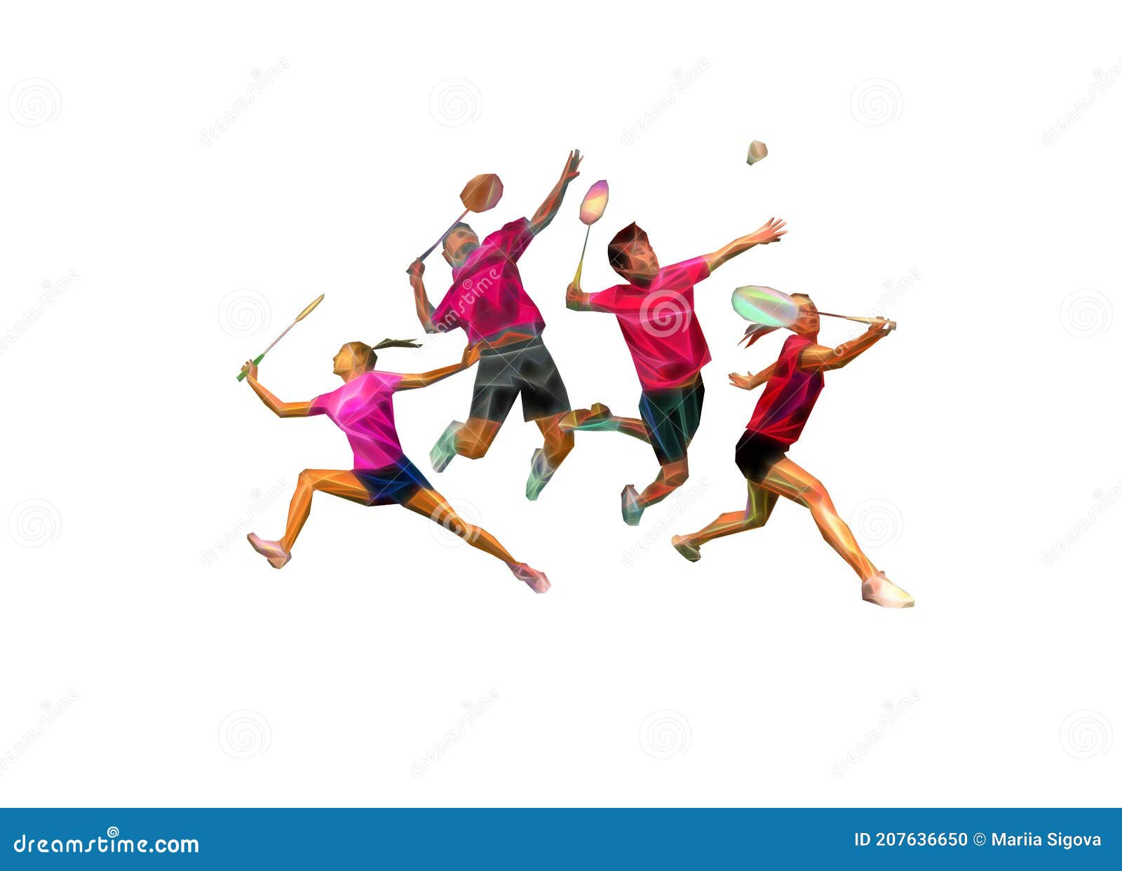 Sports Poster with Badminton Players Team Invitation Stock Illustration -  Illustration of health, exercise: 207636650