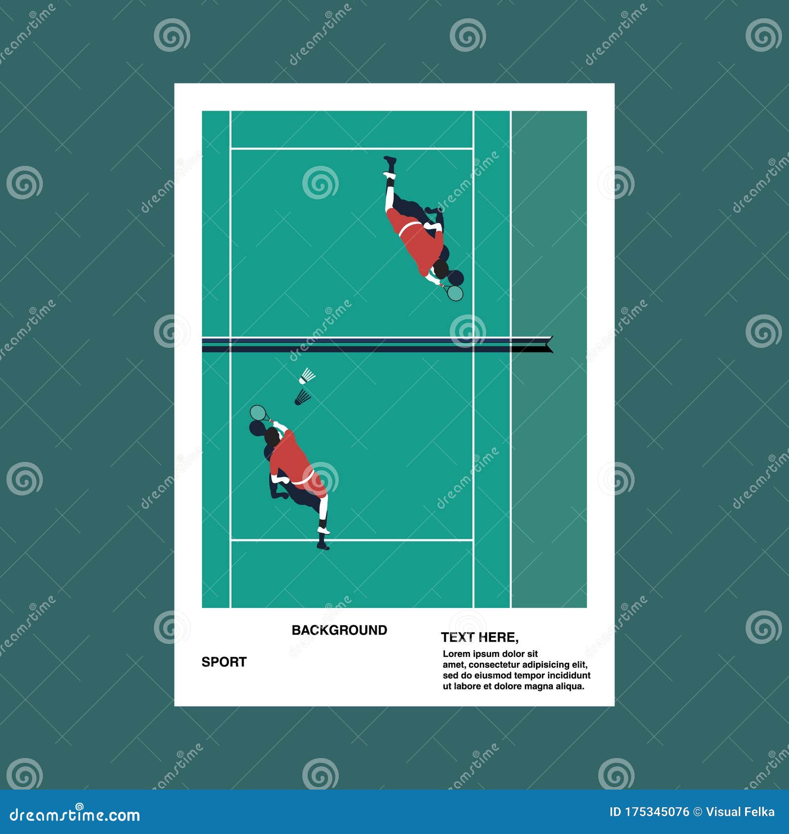 Sports Poster with Playing Badminton Background. Vector Stock Vector -  Illustration of game, flyer: 175345076
