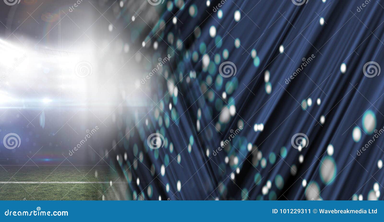 Sports Stadium Lights Transition Effect with Sparkles and Lines Stock