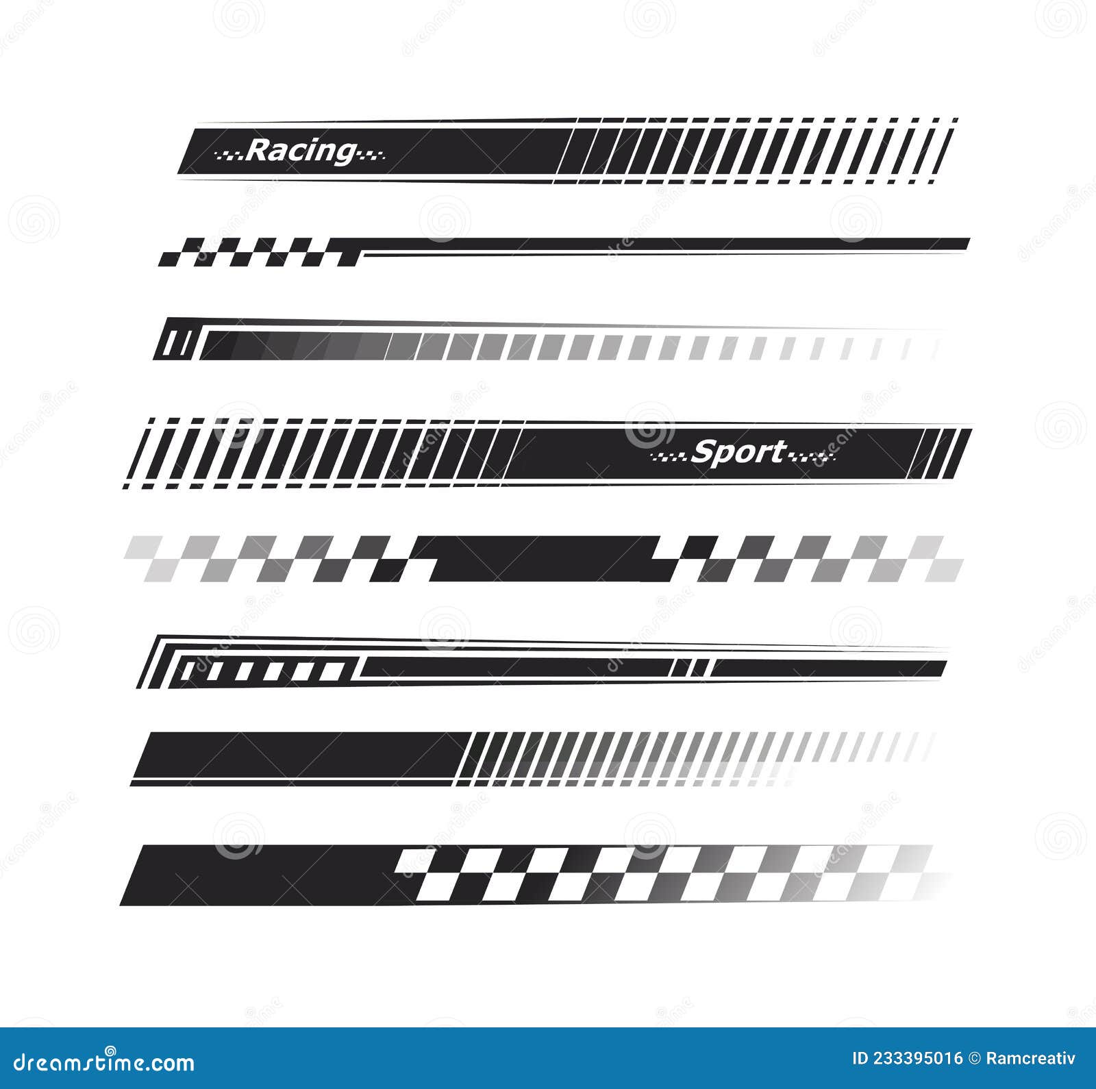 Sports Stripes, Car Stickers Black Color. Racing Decals for Tuning