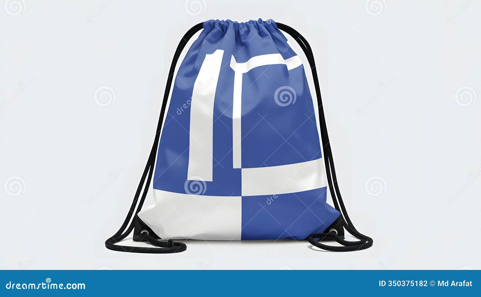 sporty drawstring bag mockup in blue and white color scheme