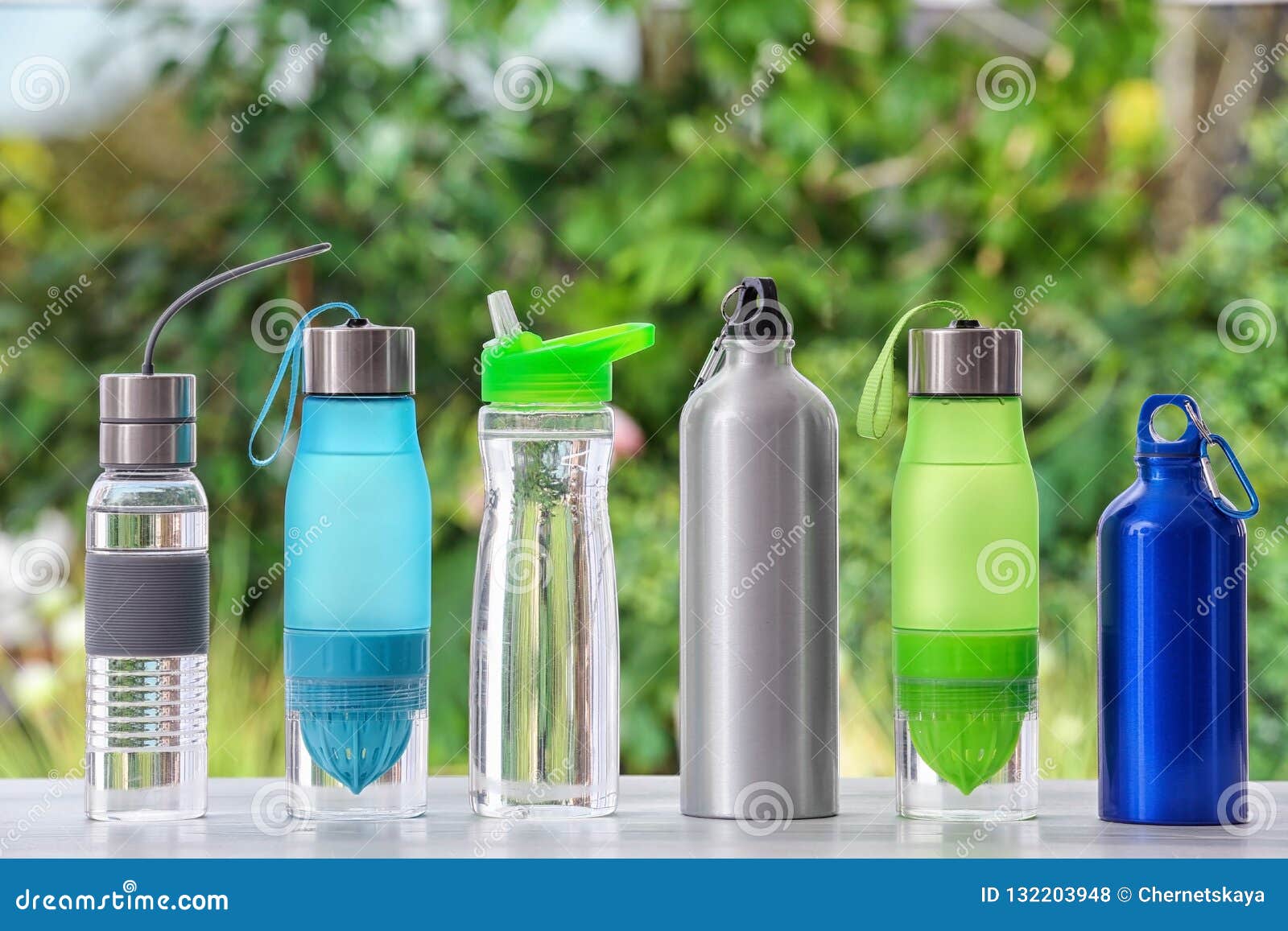 sports water bottles on table