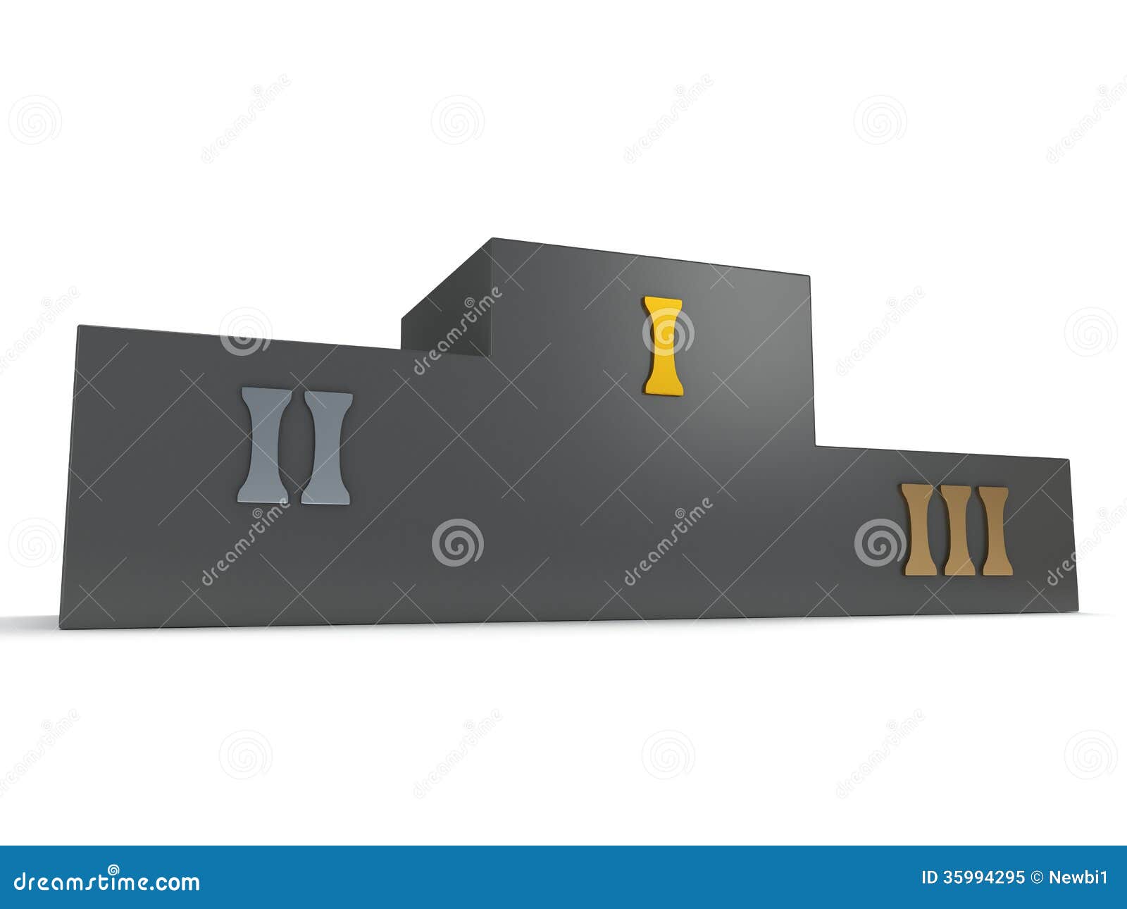 Sports Winner Podium on White. 3d Render Stock Illustration