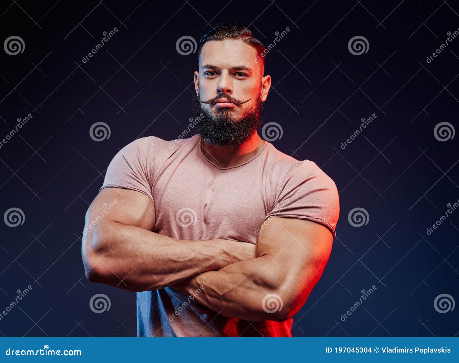 Sportsman with Cool Hairstyle and Beard Staying in Dark Background Stock  Photo - Image of mustache, handsome: 197045304