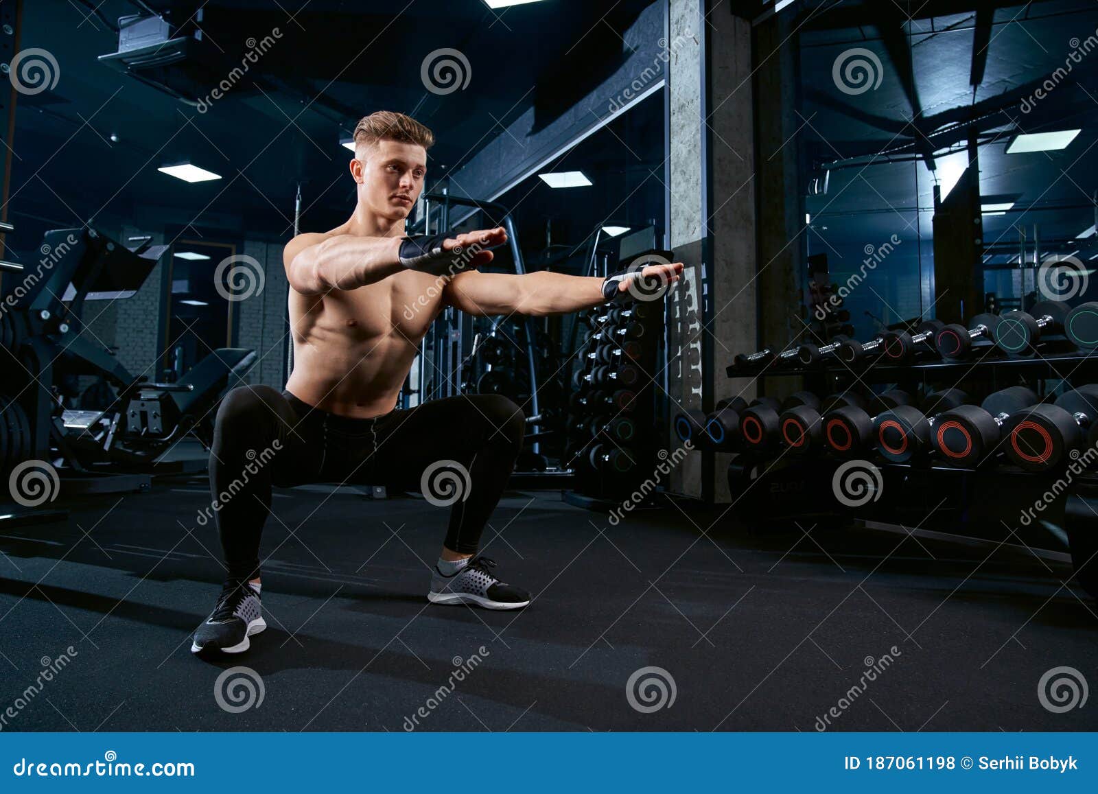 Sportsman Doing Squats in Stock Photo - Image of bodybuilder, health: 187061198