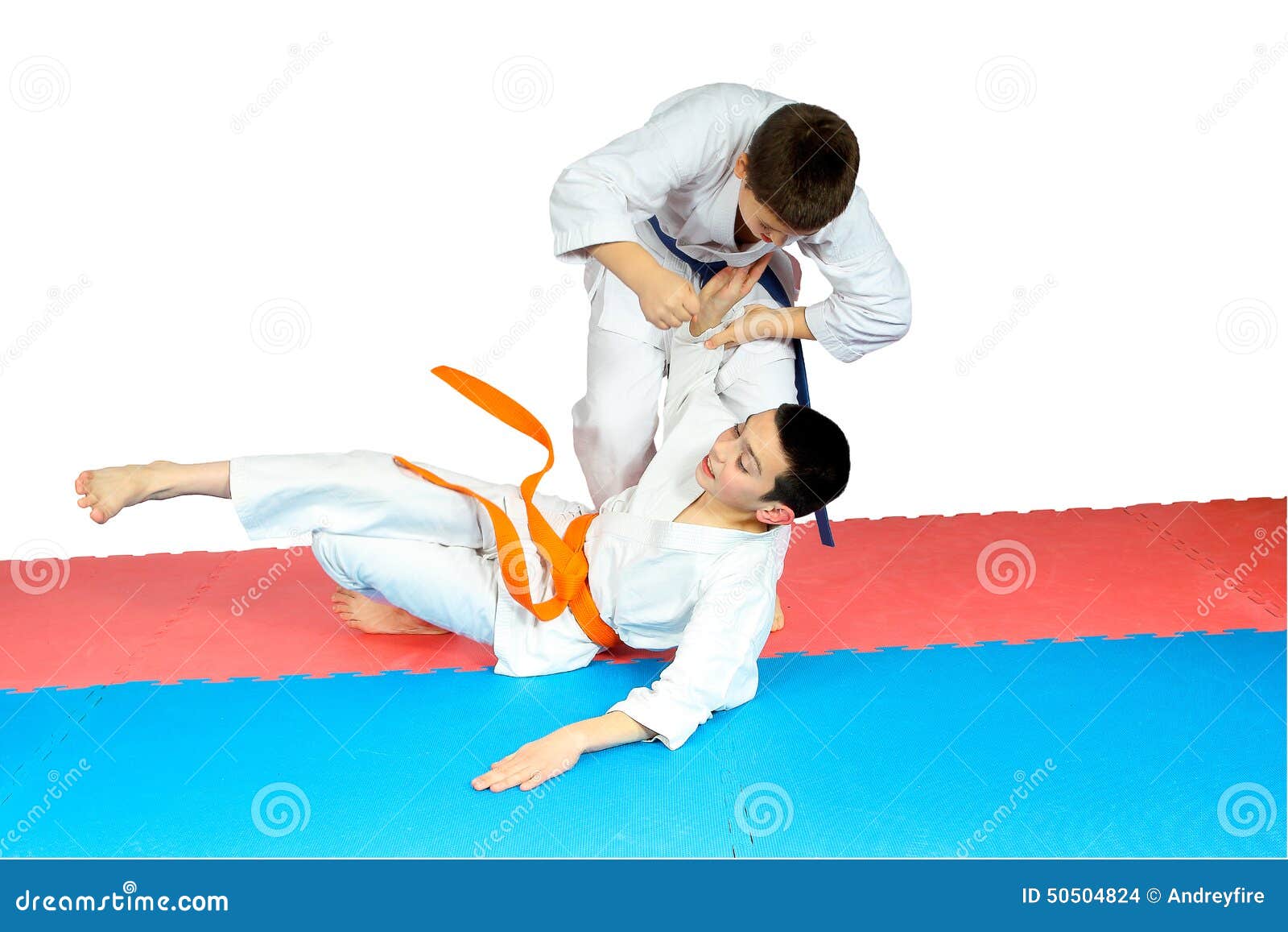 Sportsmens in Judogi are Training Judo Throws Stock Photo Image of