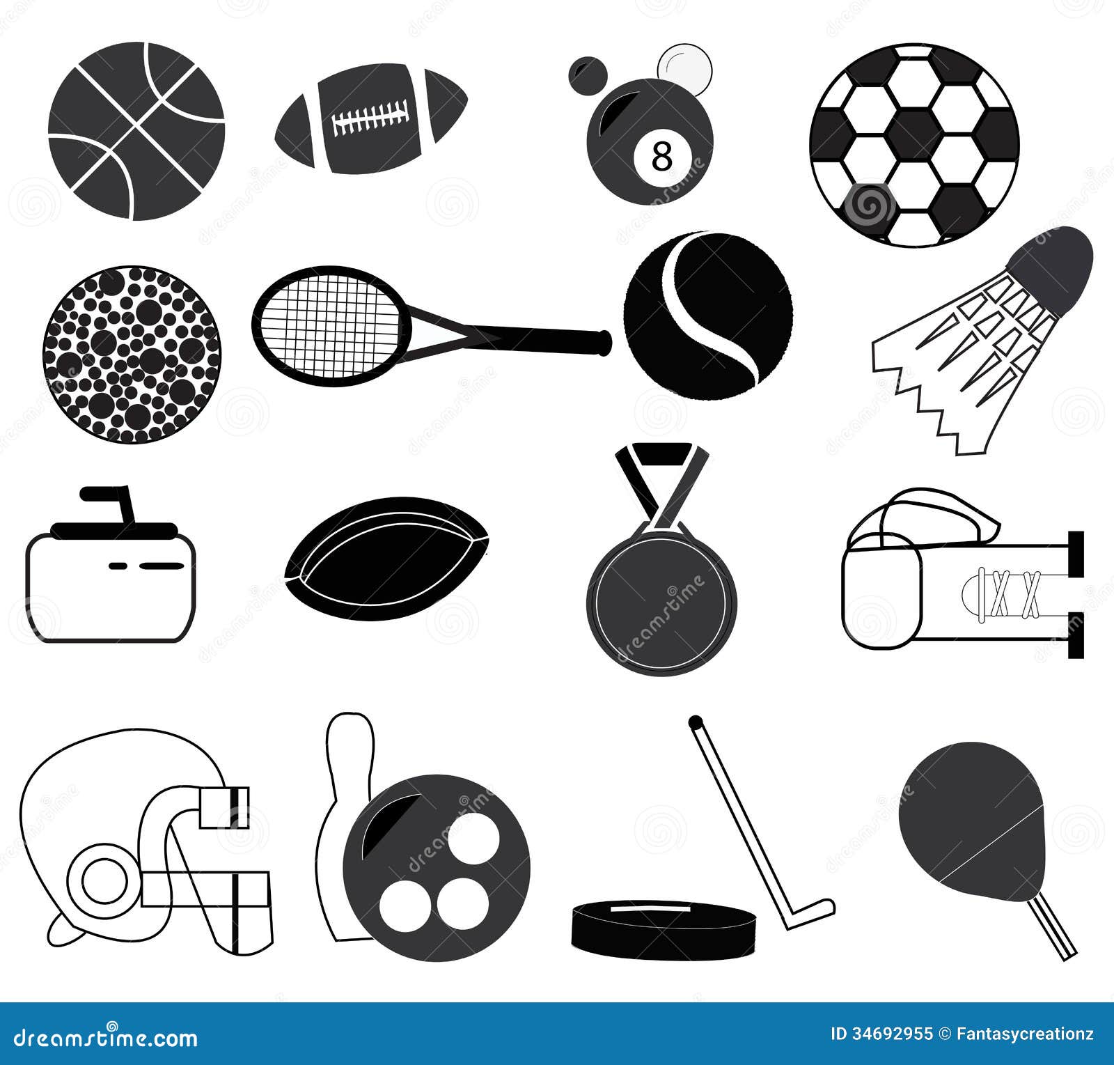 Sports Items Stock Vector Illustration Of Black Football