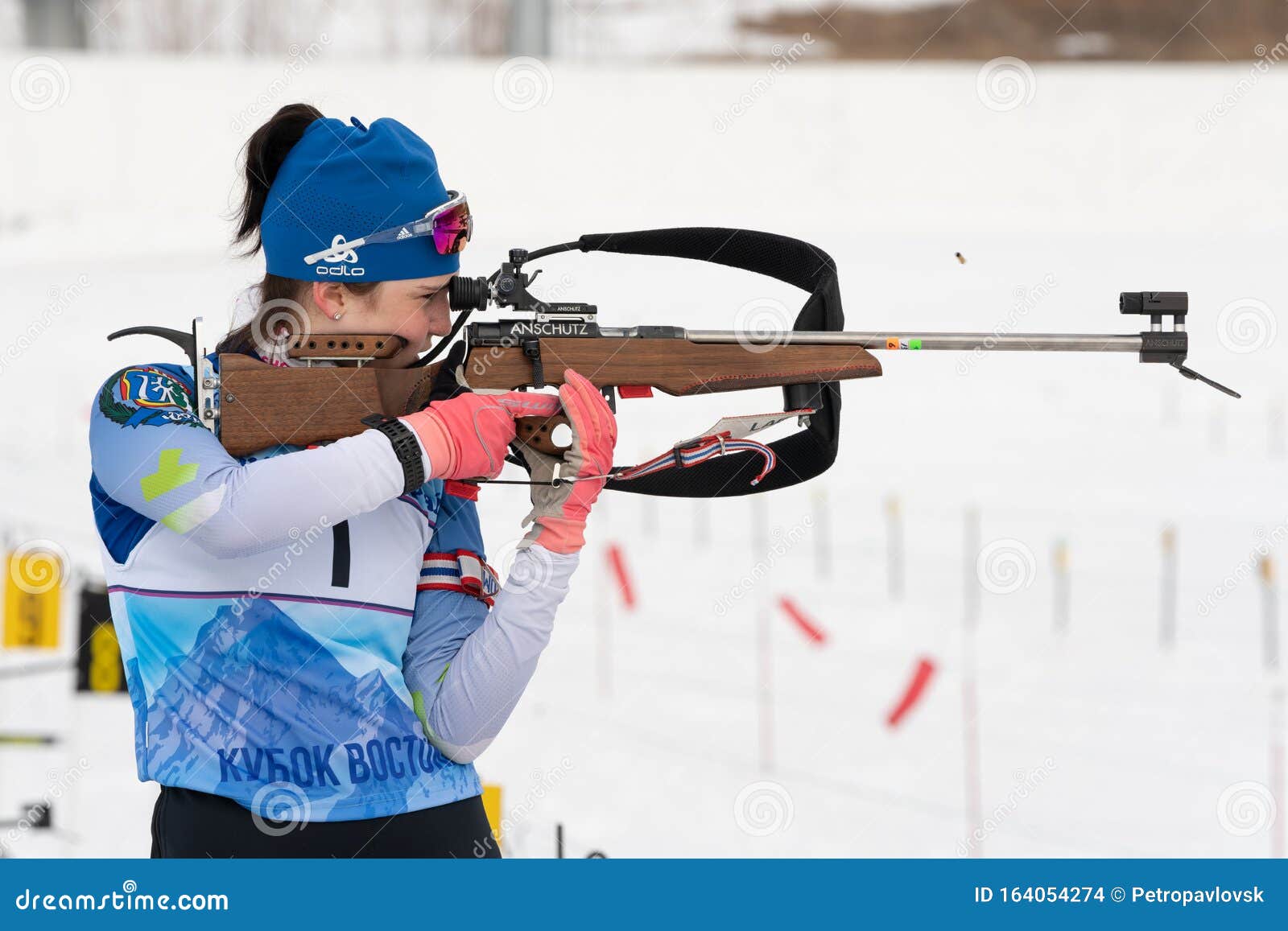 Sportswoman Biathlete Elena Hairulina Yugorsk Rifle Shooting Standing Position Editorial Stock