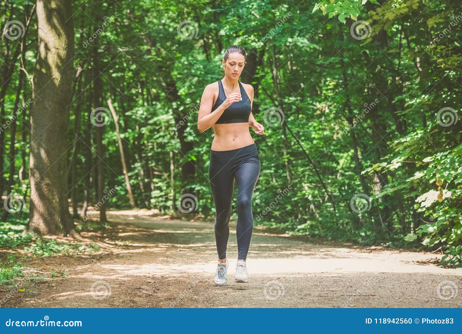 Sportswoman Running in Nature. Stock Photo - Image of jogging ...