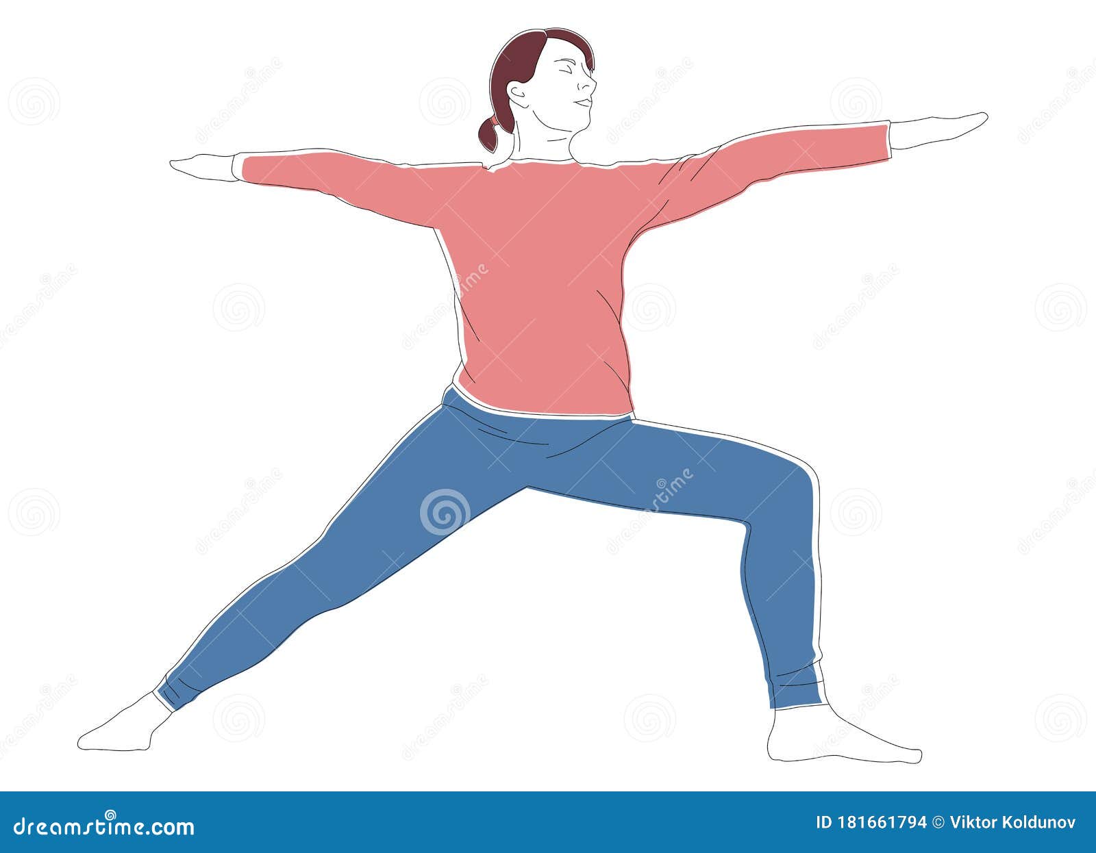 Woman Practices Ashtanga Vinyasa Yoga Asana Virabhadrasana 2 Warrior ...