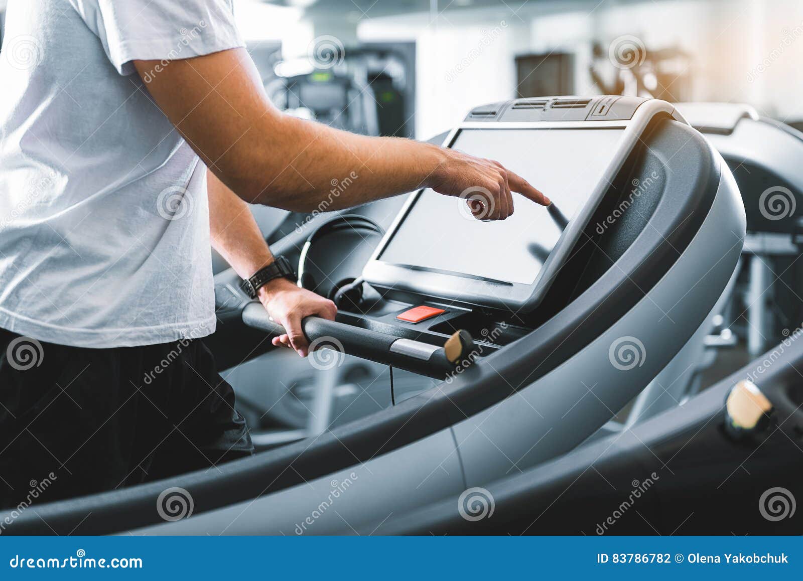 Sporty Guy Using Special Equipment Stock Photo Image of reflection