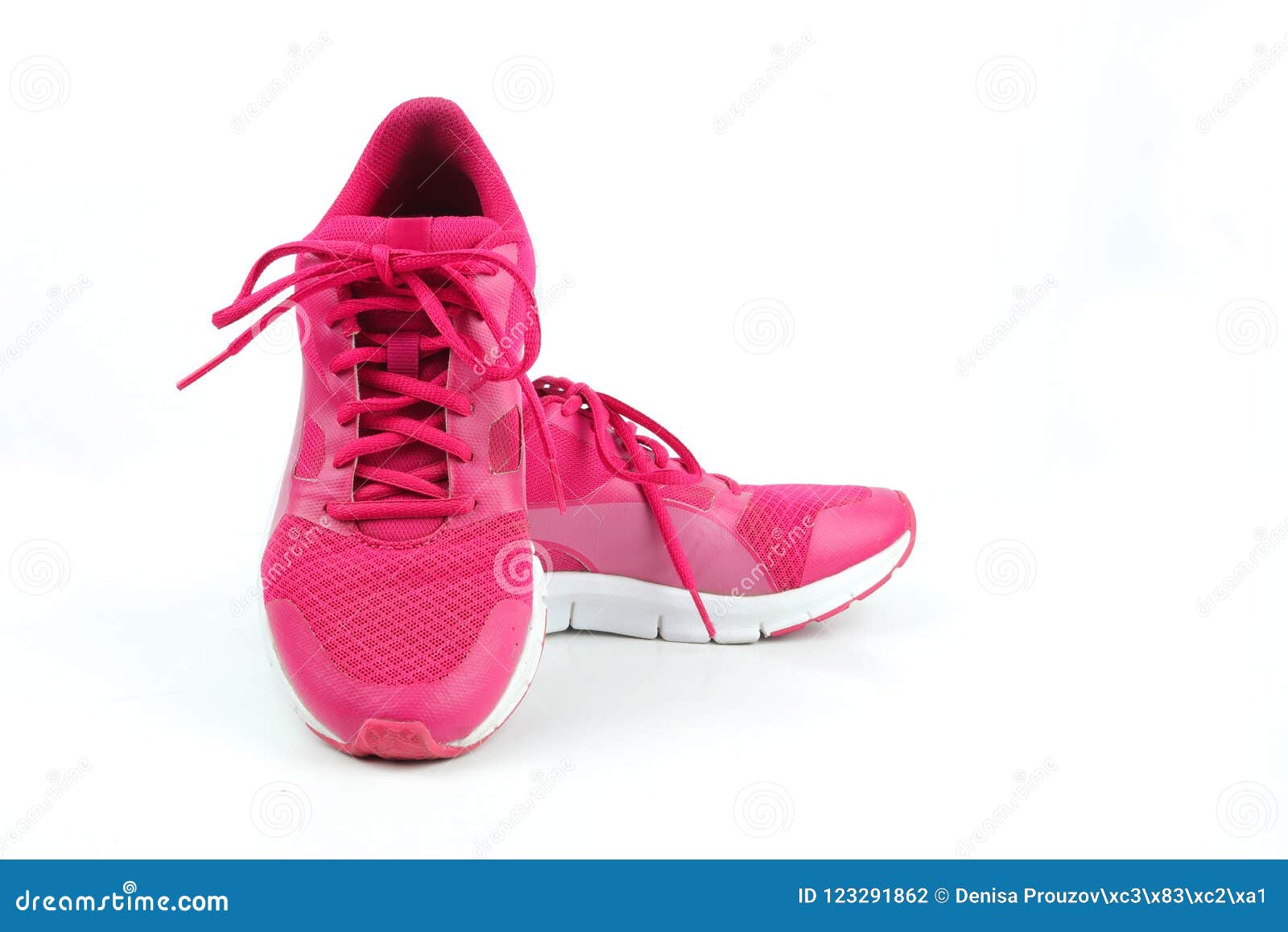 Sporty, Ladies Pink Shoes on a White Background Stock Photo - Image of ...