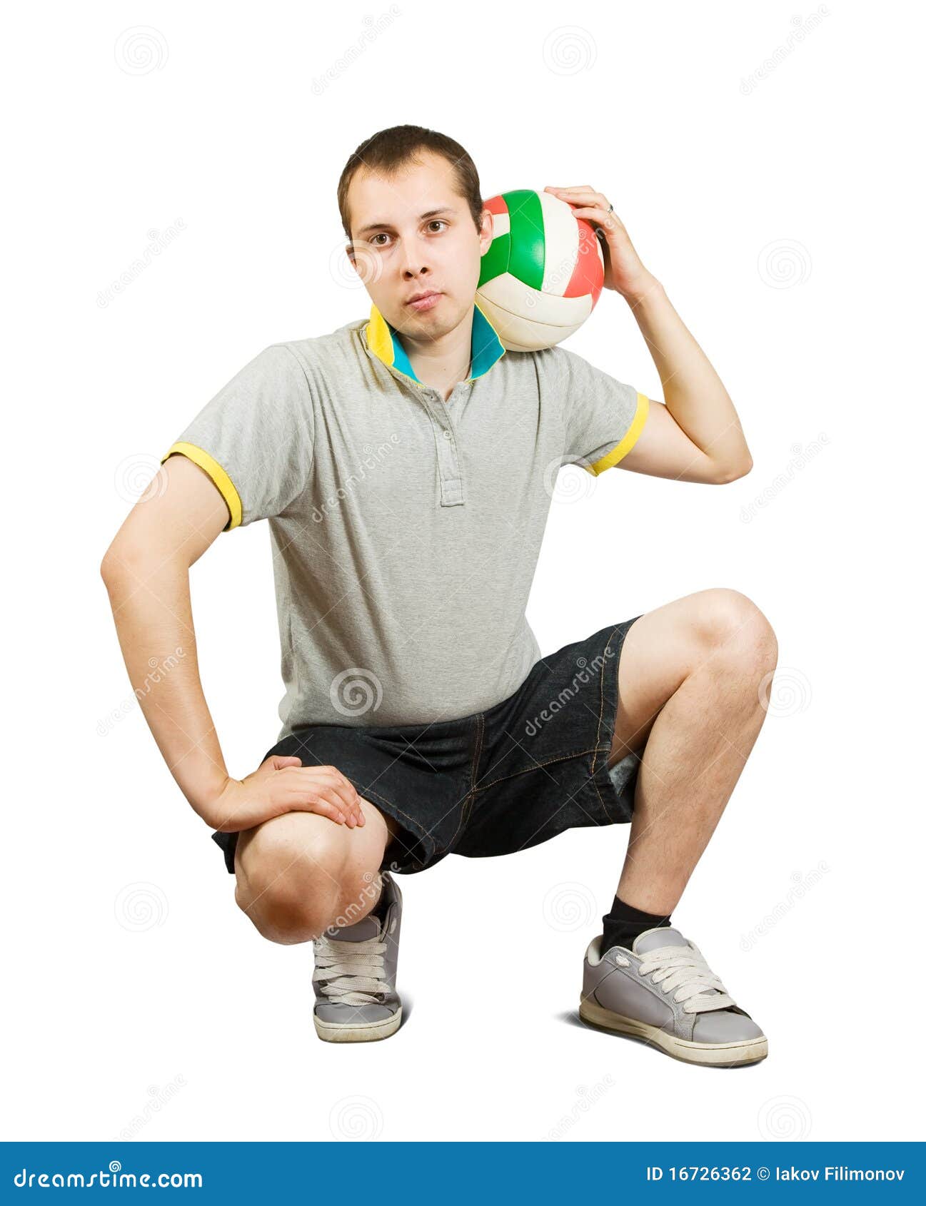 Sporty Man Posing with Ball Stock Photo Image of ball, hobby 16726362