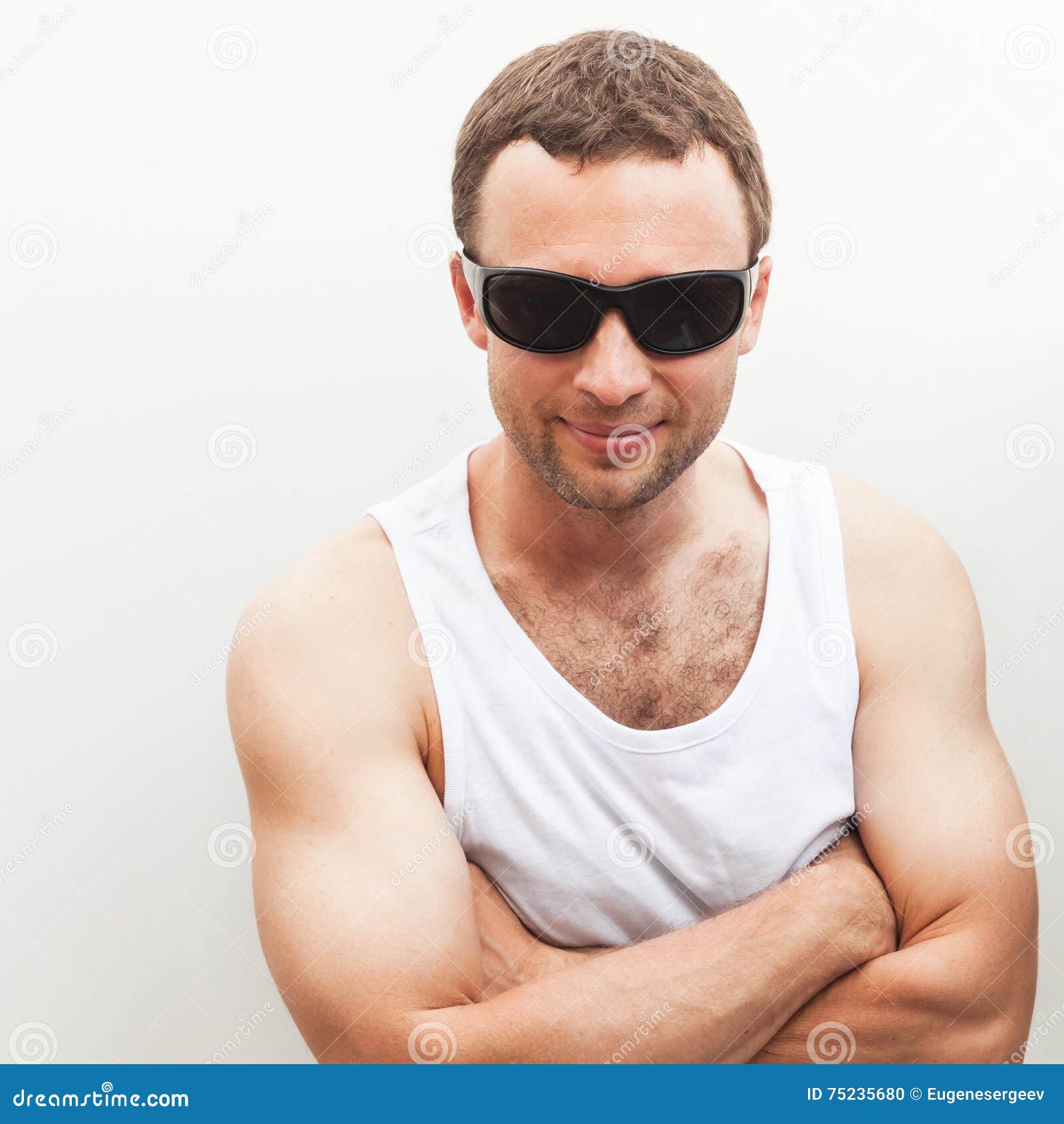Sporty Man in White Shirt and Sunglasses Stock Photo - Image of health ...