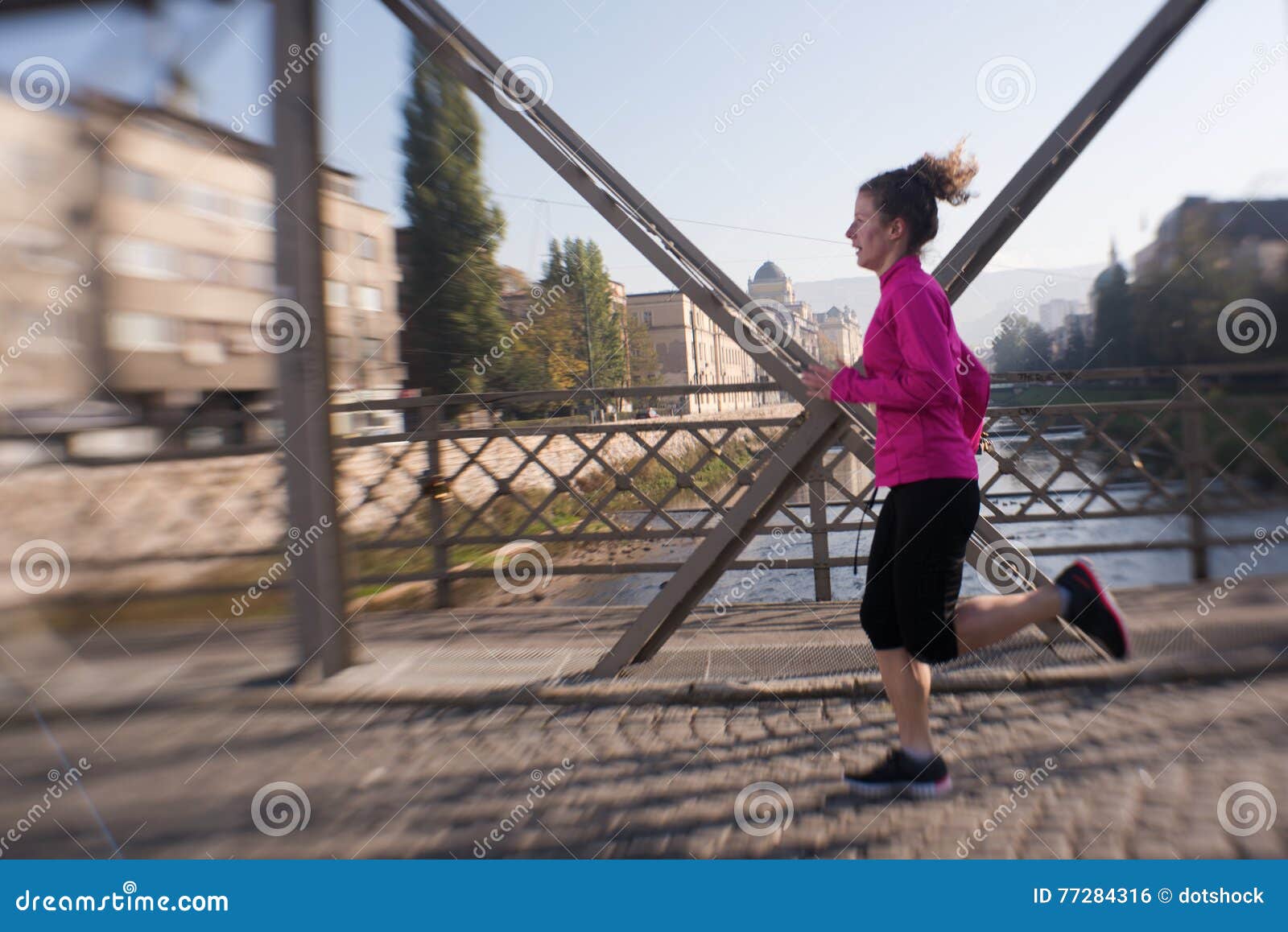 Sporty Woman Jogging on Morning Stock Photo - Image of female, marathon ...