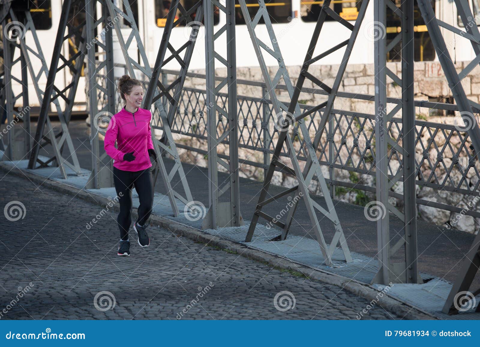 Sporty Woman Jogging on Morning Stock Photo - Image of bridge, leisure ...