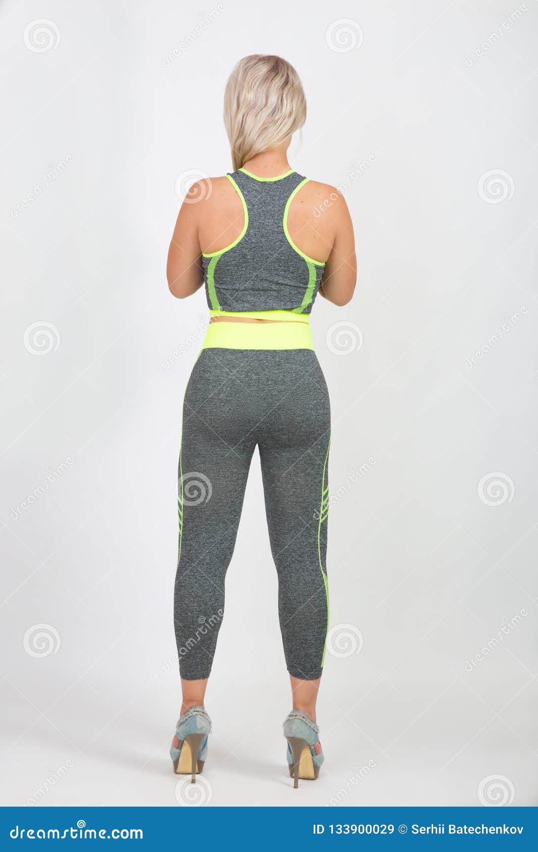 Download Girl in gym suit back view stock image. Image of figure ...