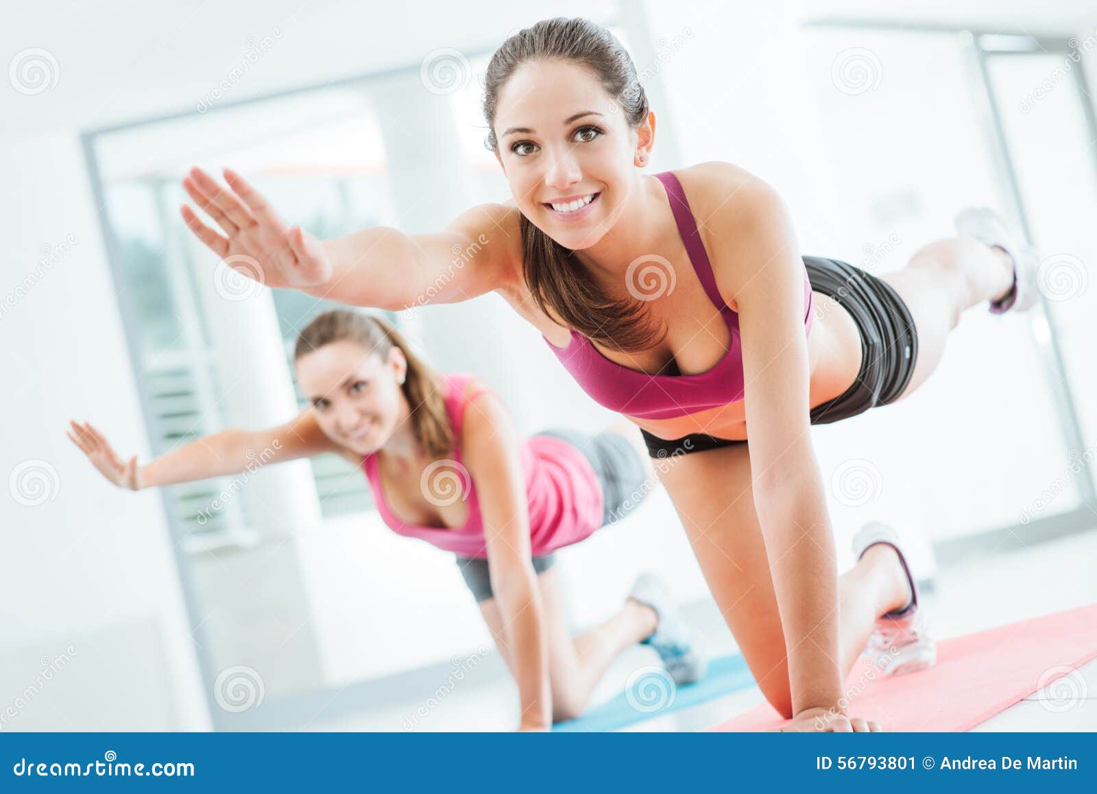 sporty women doing pilates workout