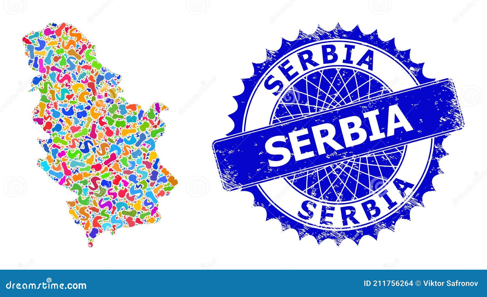 Spot Collage Serbia Map and Textured Stamp Seal Stock Vector ...