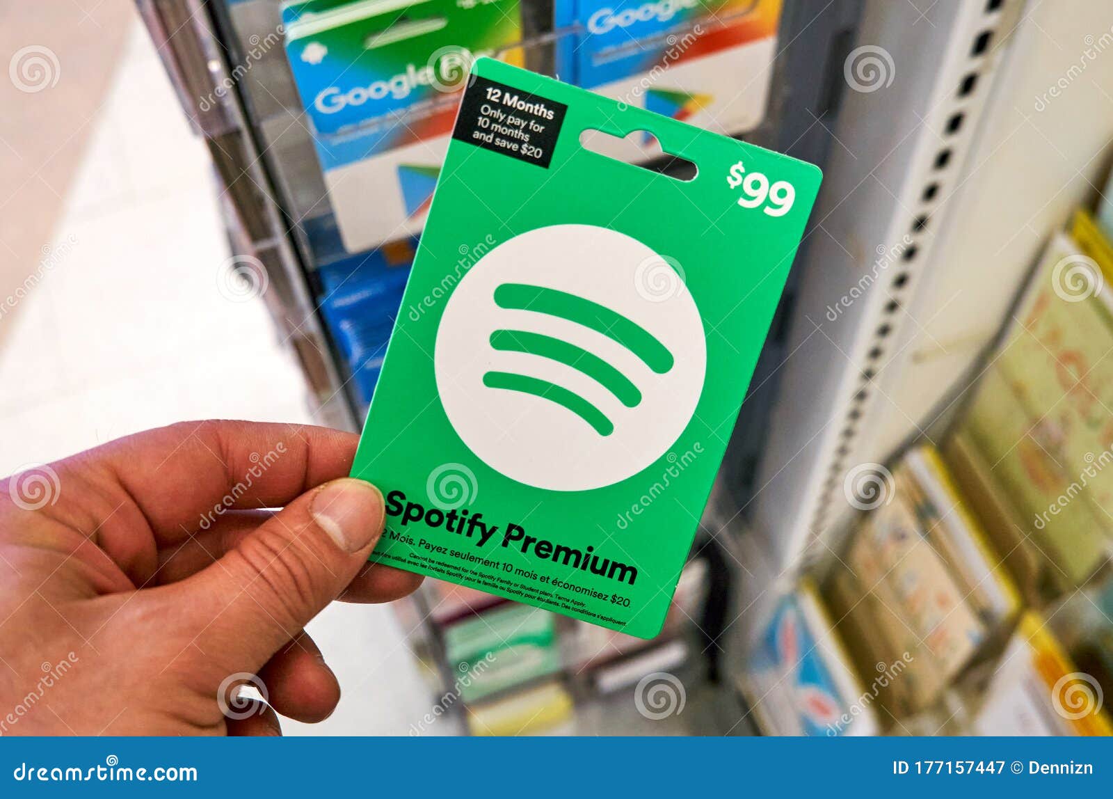 Spotify Green Gift Cardof Premium Subscription In A Hand ...