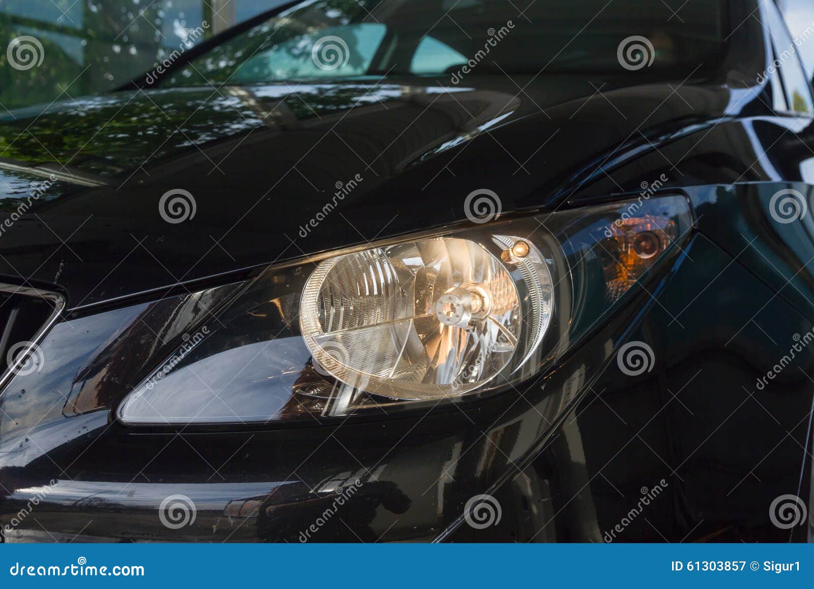 Spotlight on Black Car stock image. Image of auto, automotive 61303857