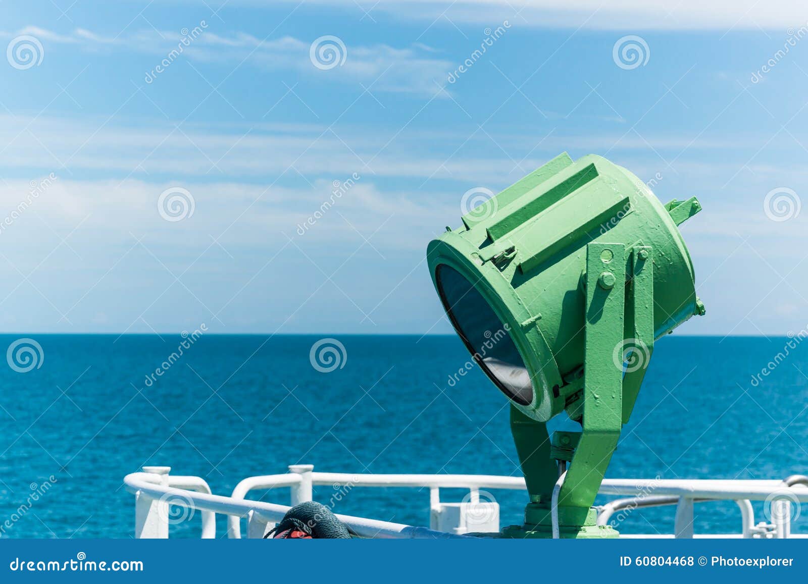 Spotlight on the boat stock photo. Image of steel, light 60804468