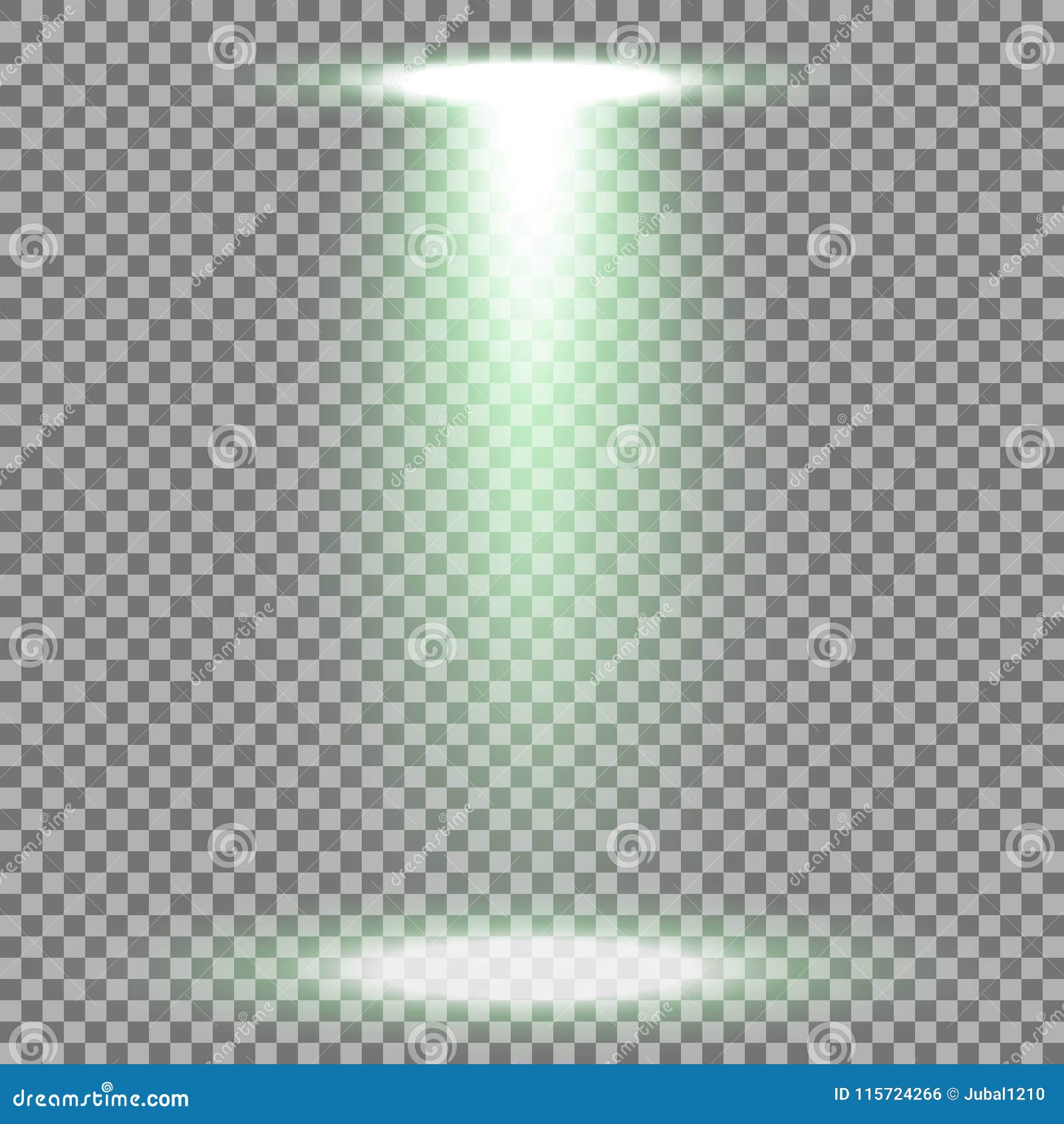 Spotlight Glow Effect, Light Beam, Green Color Stock Vector