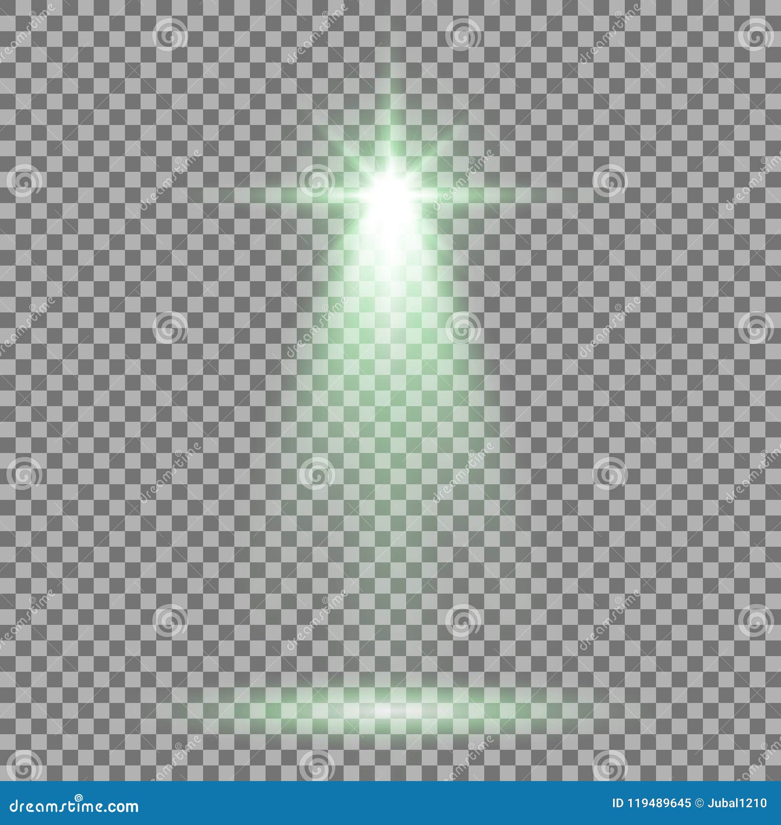 Spotlight Glow Effect, Light Beam, Green Color Stock Vector