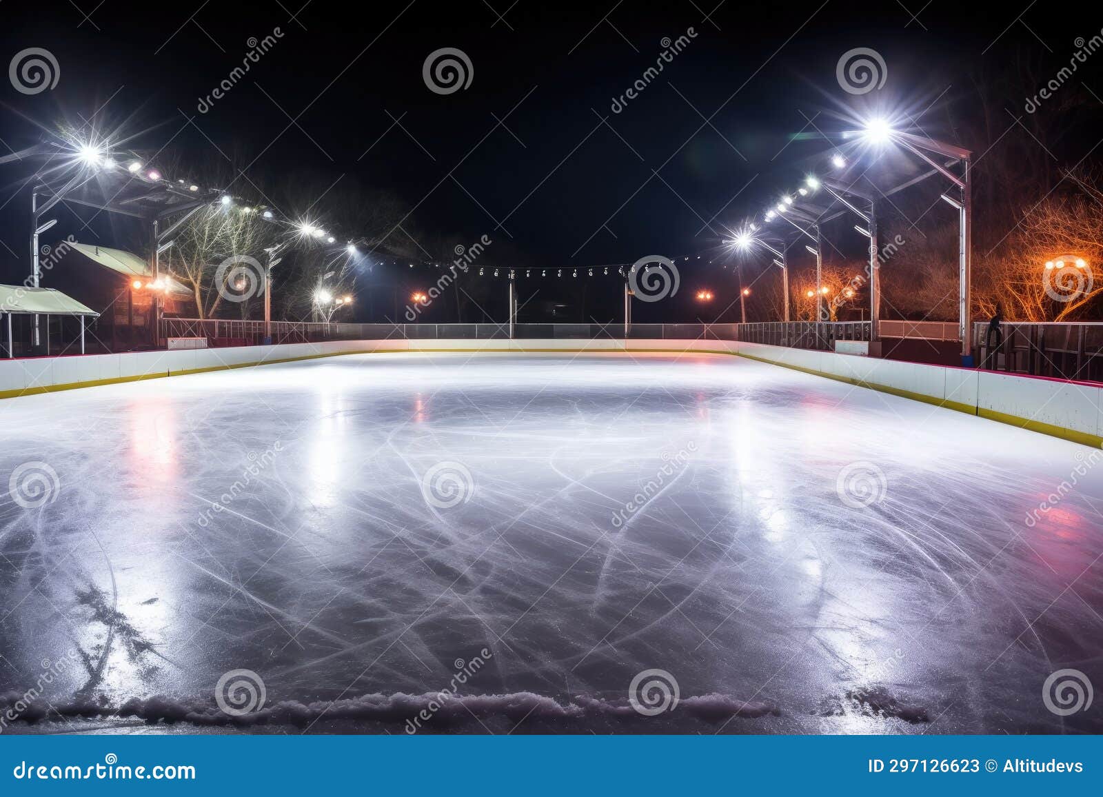 Spotlight Illuminating a Professional Skating Rink at Night Stock Image Image of sport, night