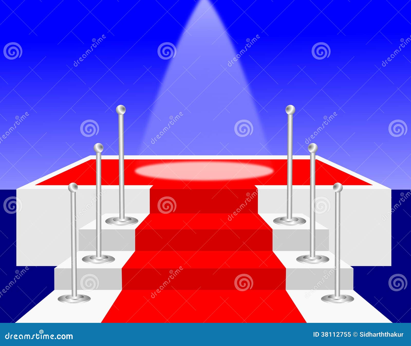 Spotlight on a Red Carpet Stage Stock Illustration Illustration of