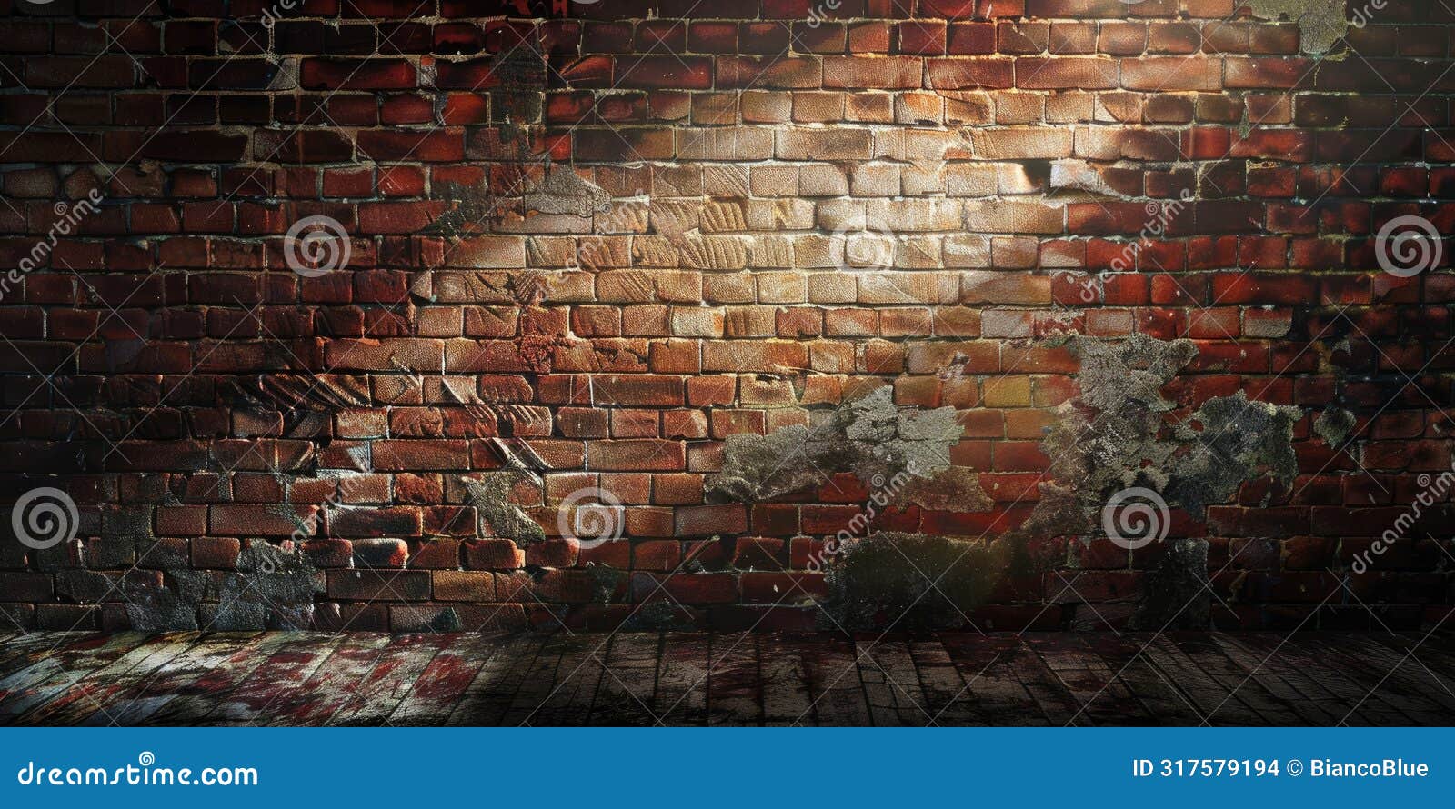 A Spotlight Shines on a Brick Wall. AIG51A Stock Photo Image of urban