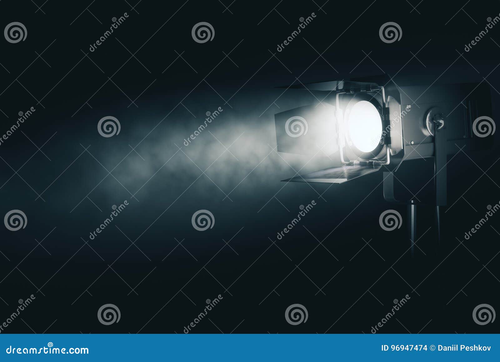 Spotlight on Smoky Backdrop Stock Illustration - Illustration of lamp ...